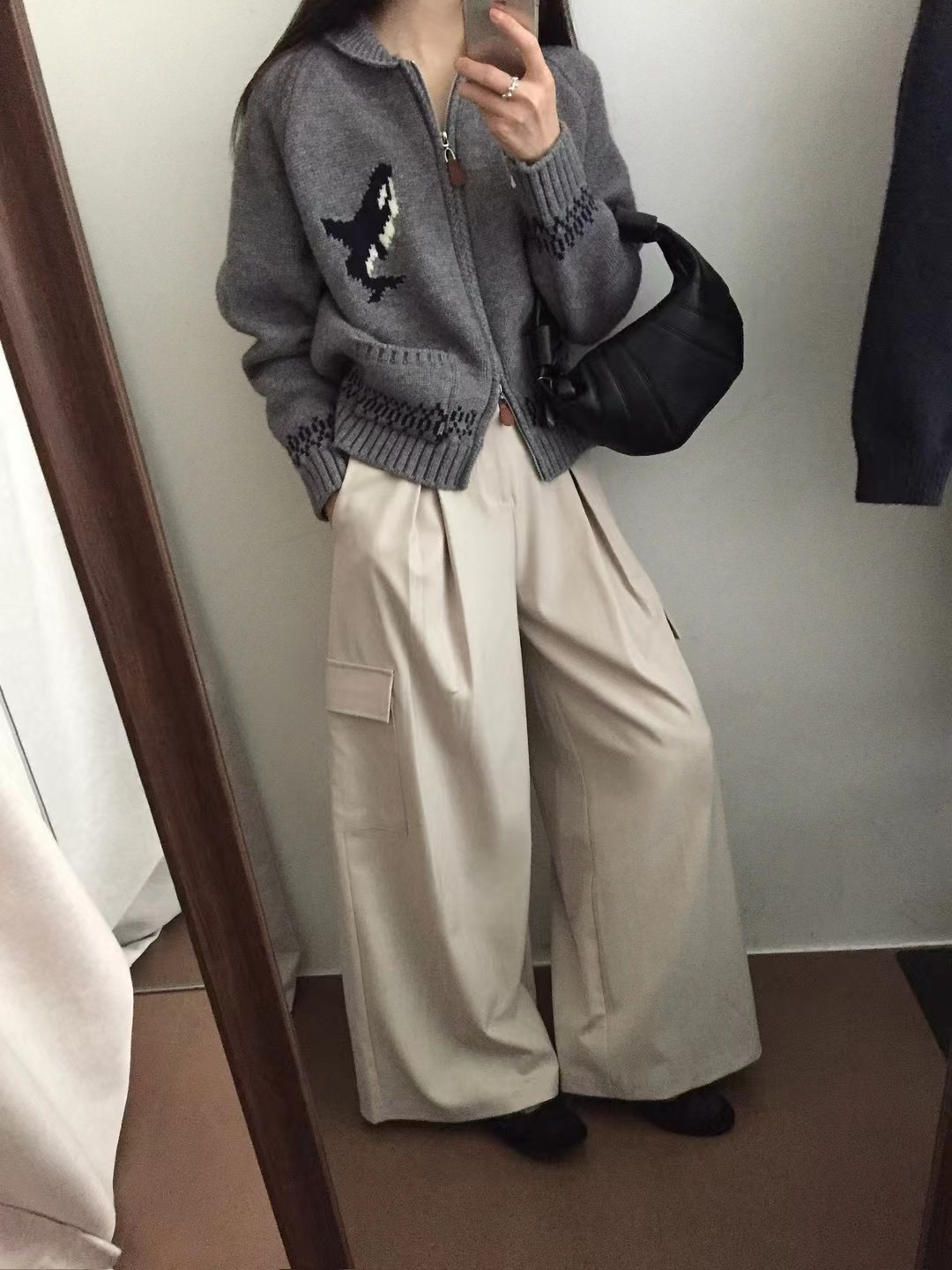 カラーダブルジップルーズ長袖カーディガン | 詳細画像10