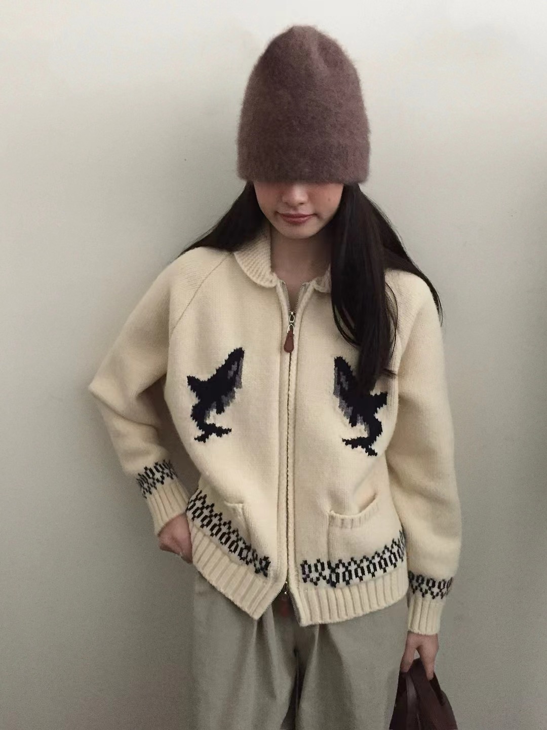 カラーダブルジップルーズ長袖カーディガン | 詳細画像12