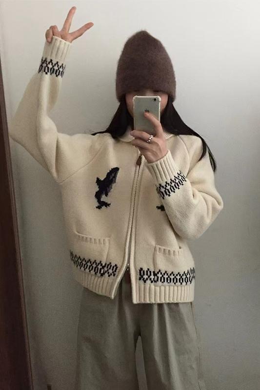 カラーダブルジップルーズ長袖カーディガン | 詳細画像14