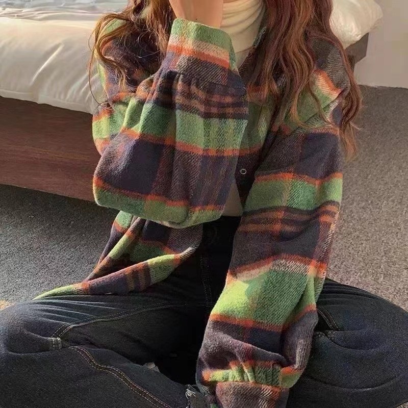 両起毛オーバーサイズボクシールーズ長袖チェックシャツ | 詳細画像2