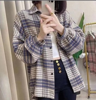 両起毛オーバーサイズボクシールーズ長袖チェックシャツ | 詳細画像6