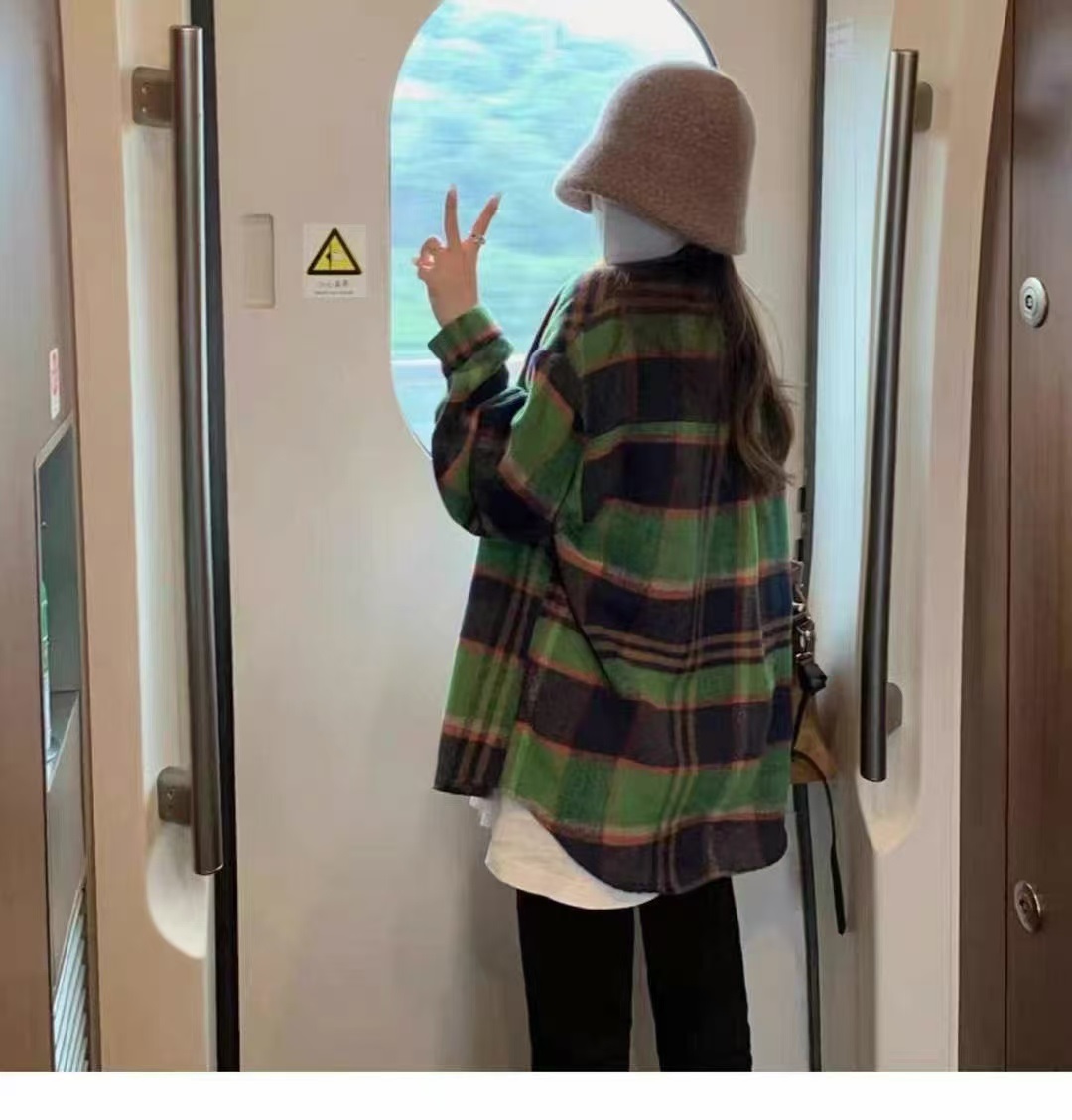 両起毛オーバーサイズボクシールーズ長袖チェックシャツ | 詳細画像13