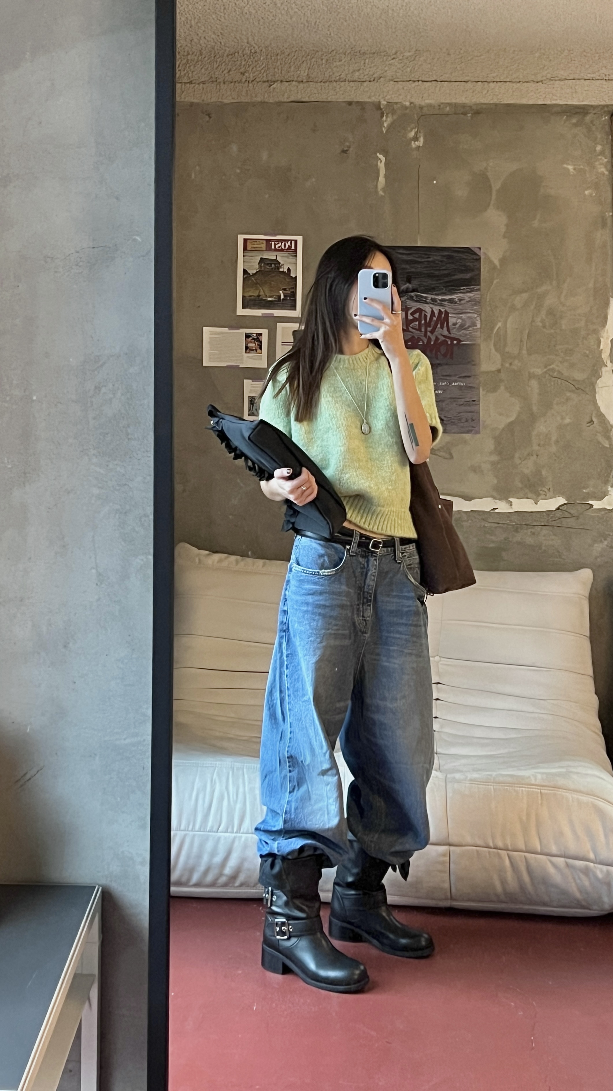 ウール混ラウンドネック半袖カラーニット | 詳細画像3