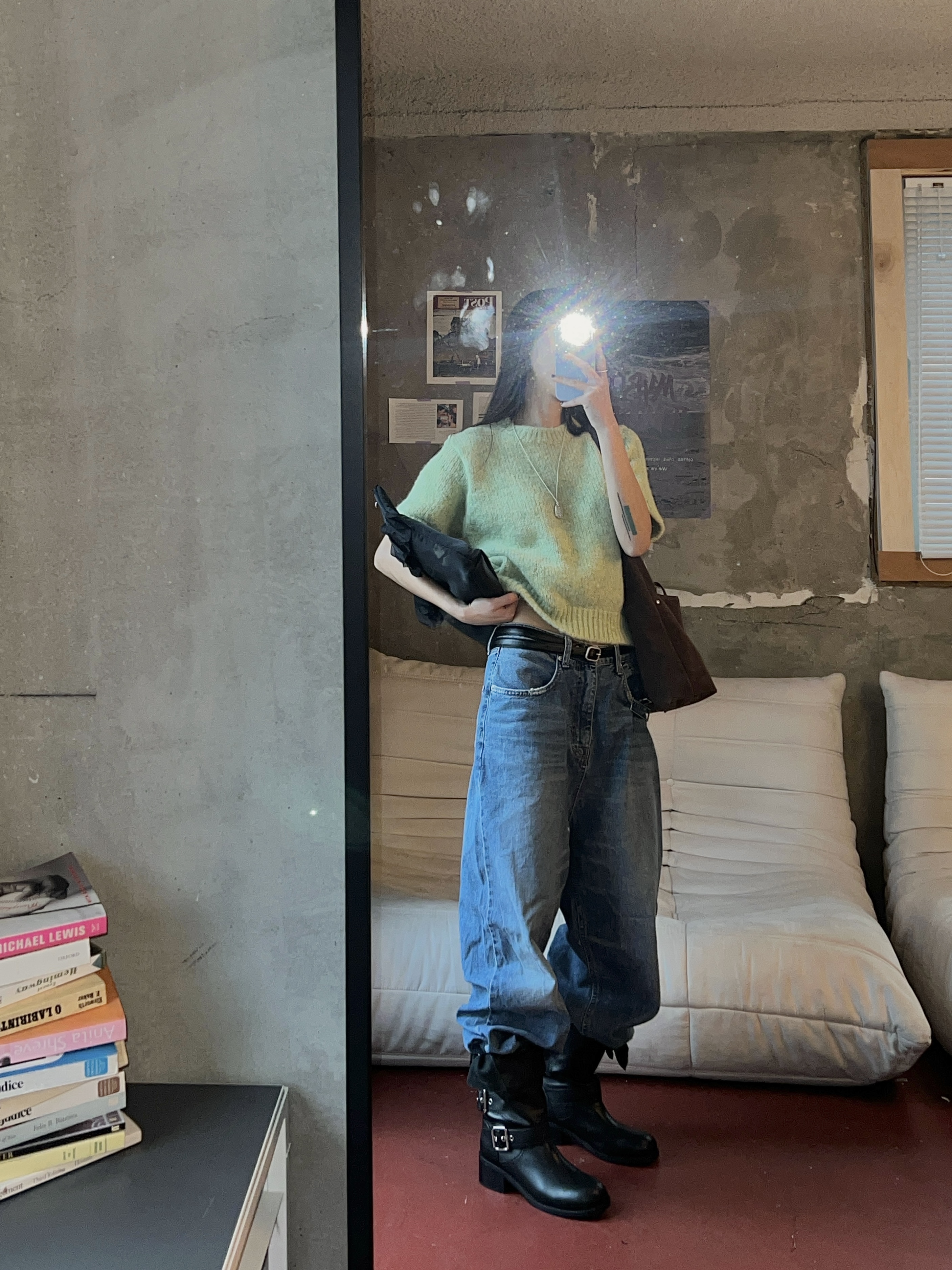 ウール混ラウンドネック半袖カラーニット | 詳細画像5