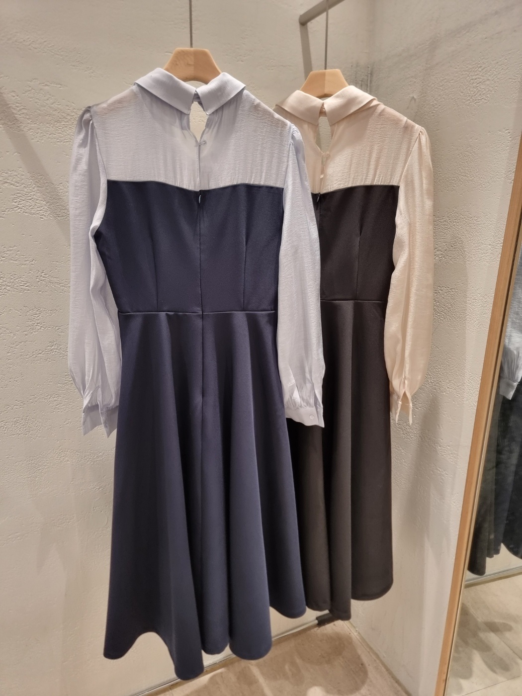 スカーフ付コンビレイヤード風ロング配色ワンピース | 詳細画像20