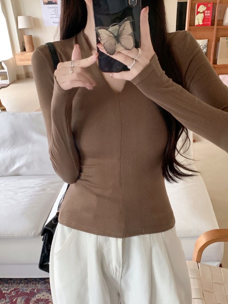 Vネックスリム長袖Tシャツ | 詳細画像4