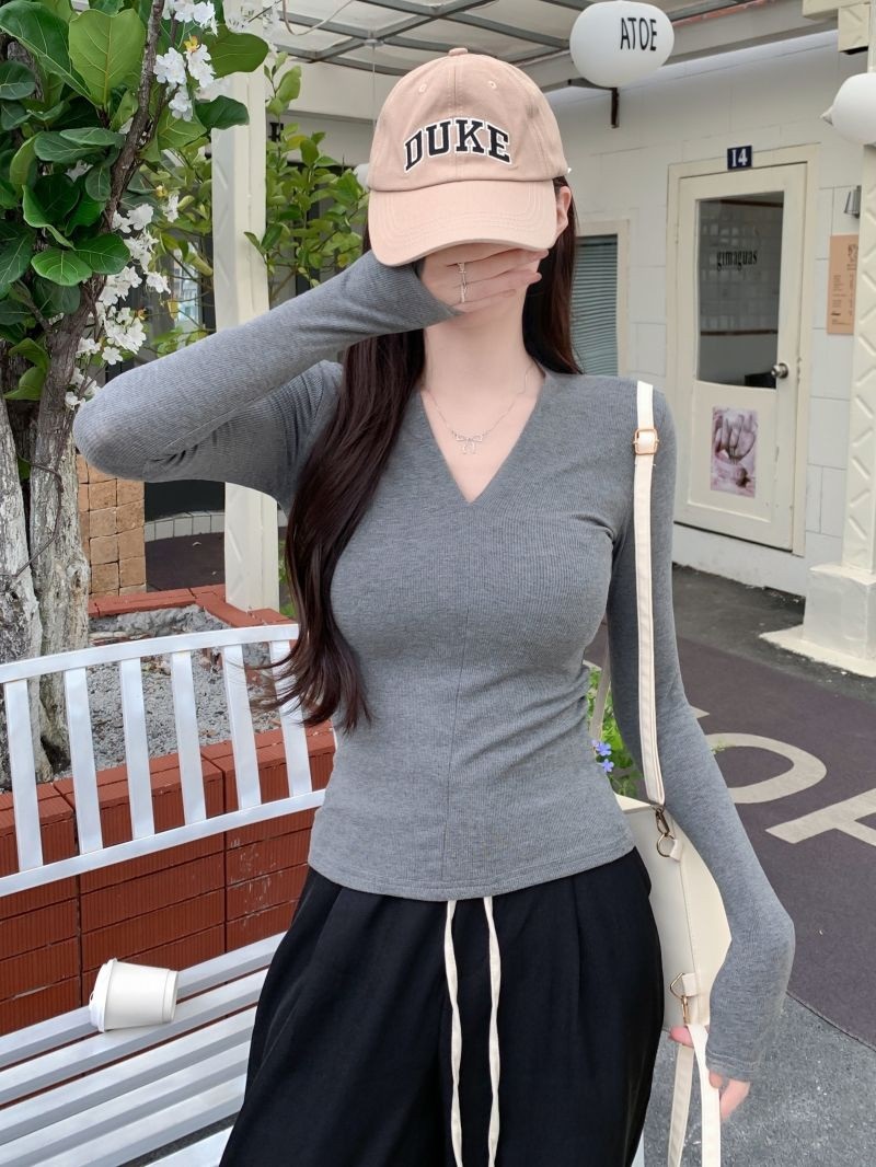 Vネックスリム長袖Tシャツ | 詳細画像6