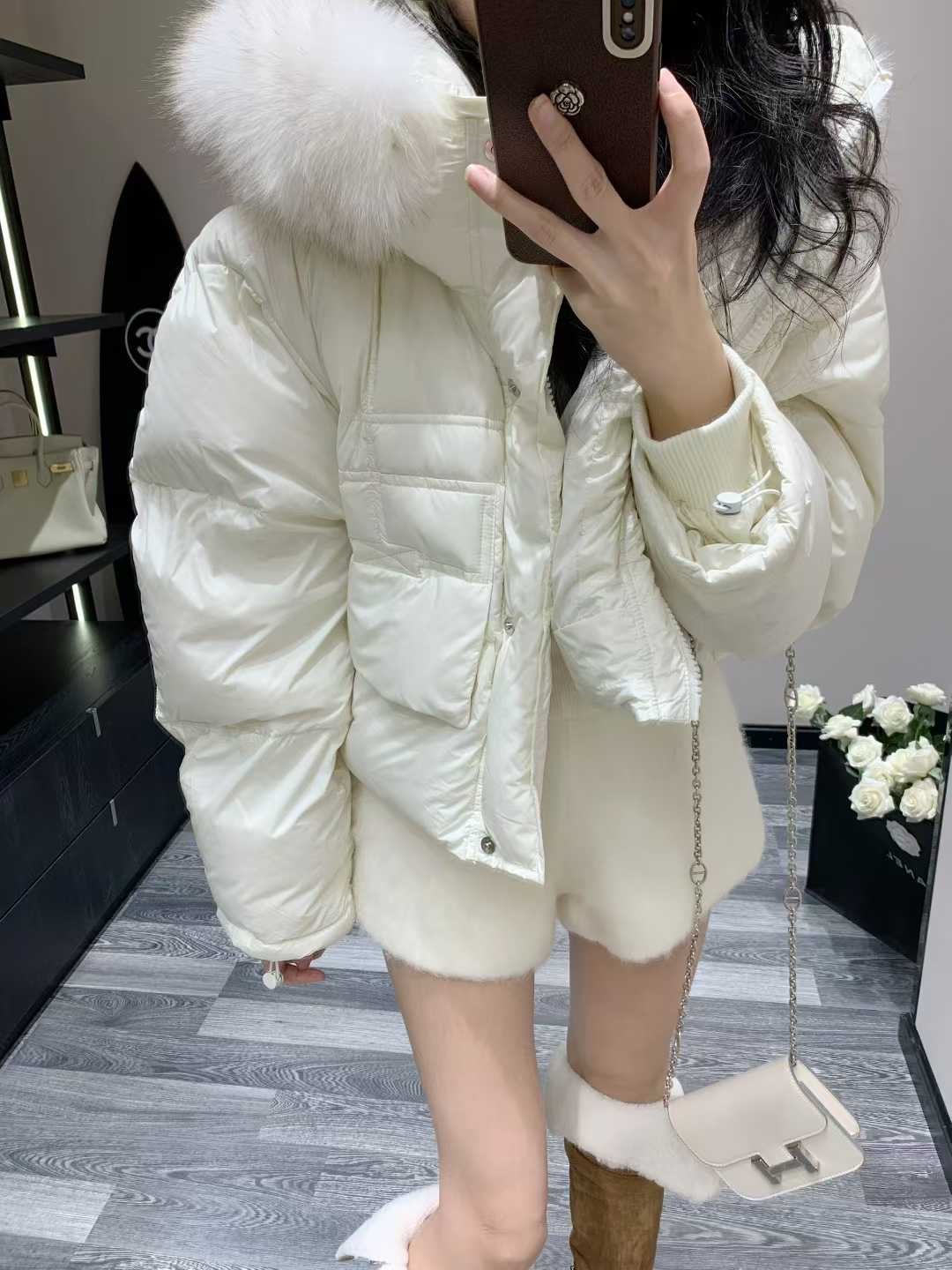 ダックダウンウェルロンフードショートダウンジャケット | レディース