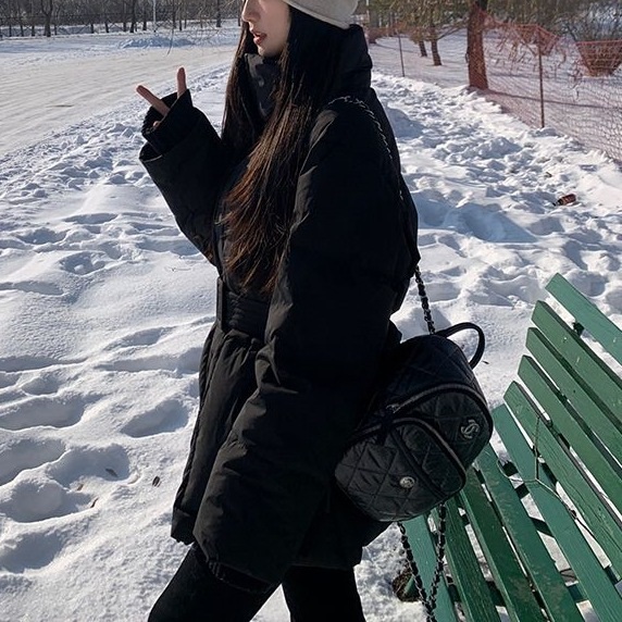 ベルト付ダックダウンウェルロンハイネックハーフダウンジャケット | 詳細画像7