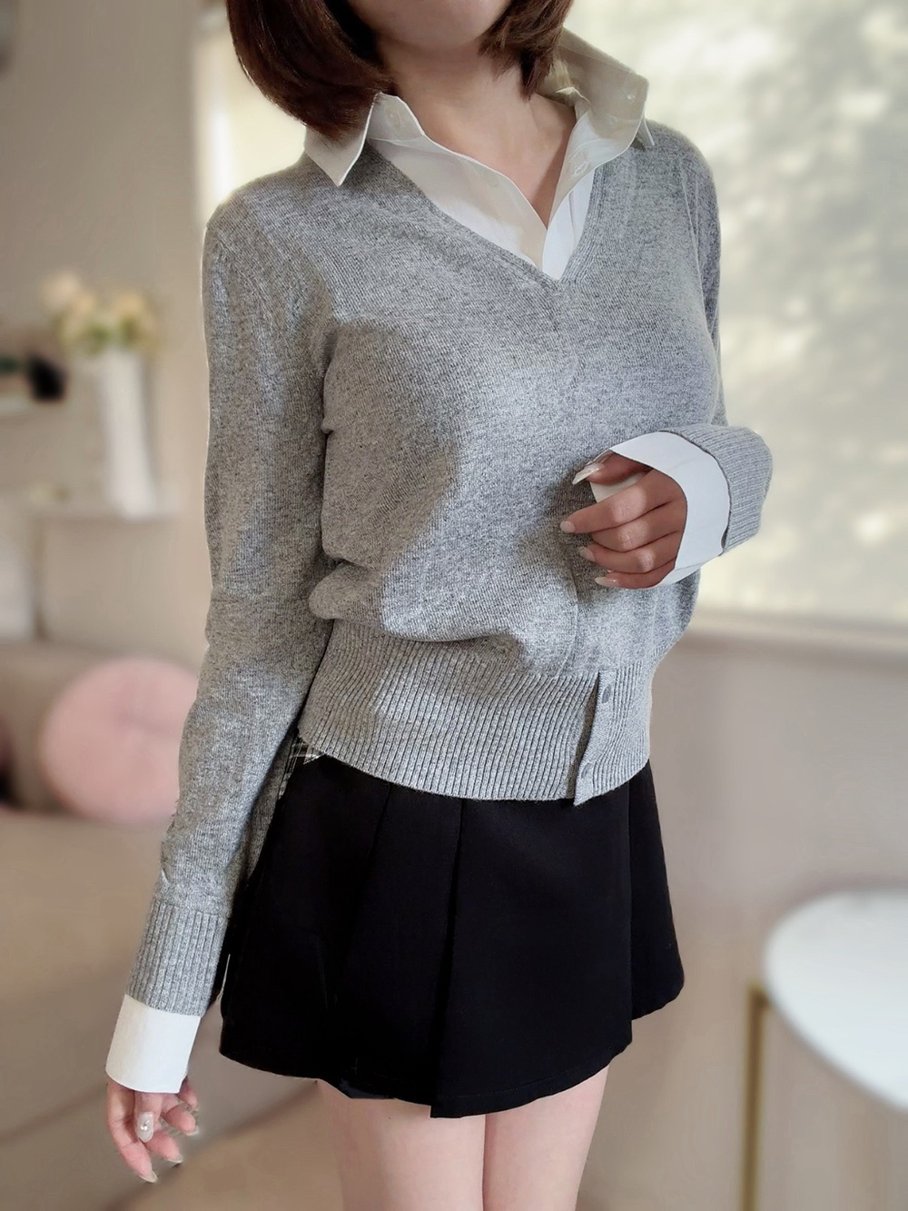 レイヤード風無地シャツニット | 詳細画像5