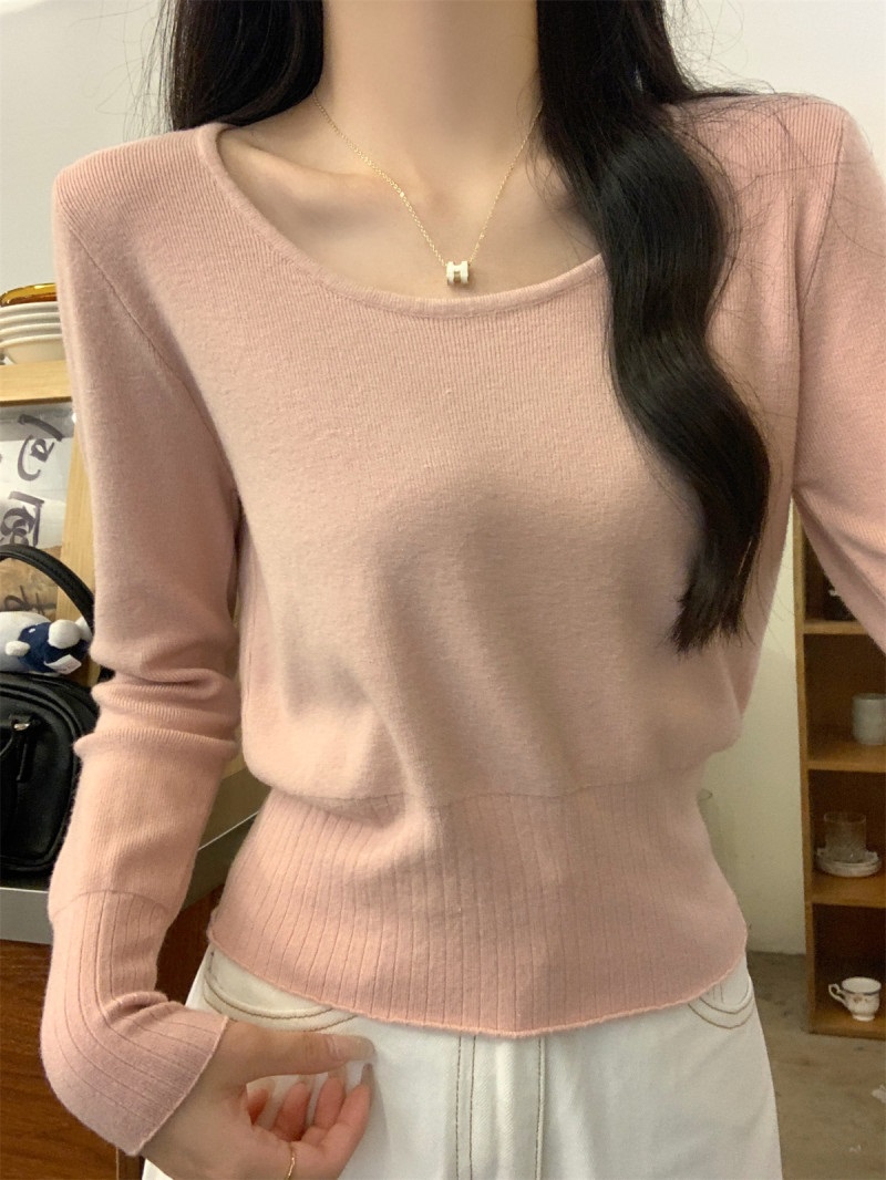 Uネック長袖セミクロップドニット | 詳細画像9