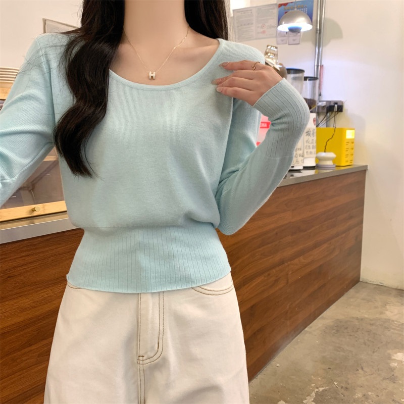 Uネック長袖セミクロップドニット | 詳細画像15