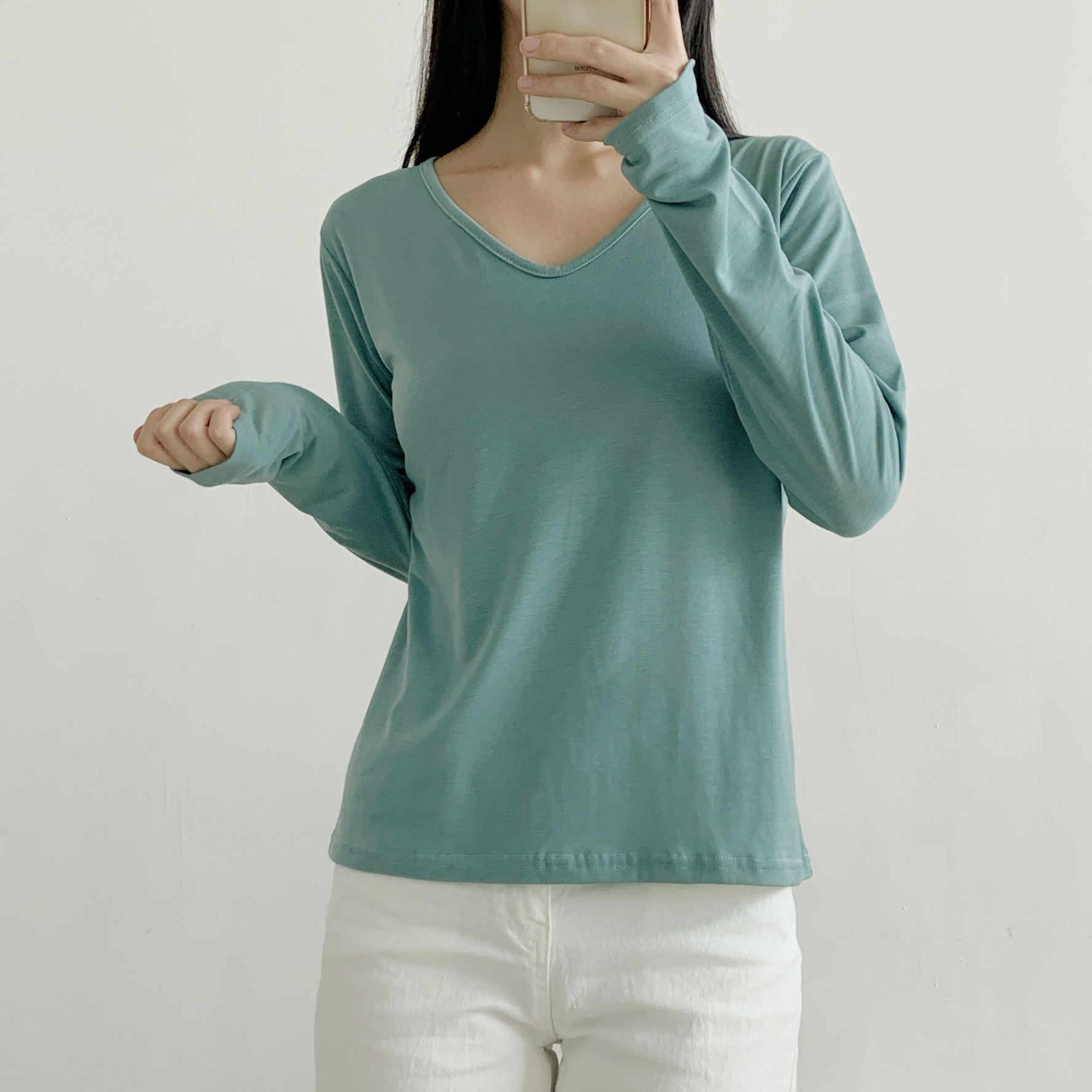 ピーチ起毛VネックベーシックTシャツ | 詳細画像8