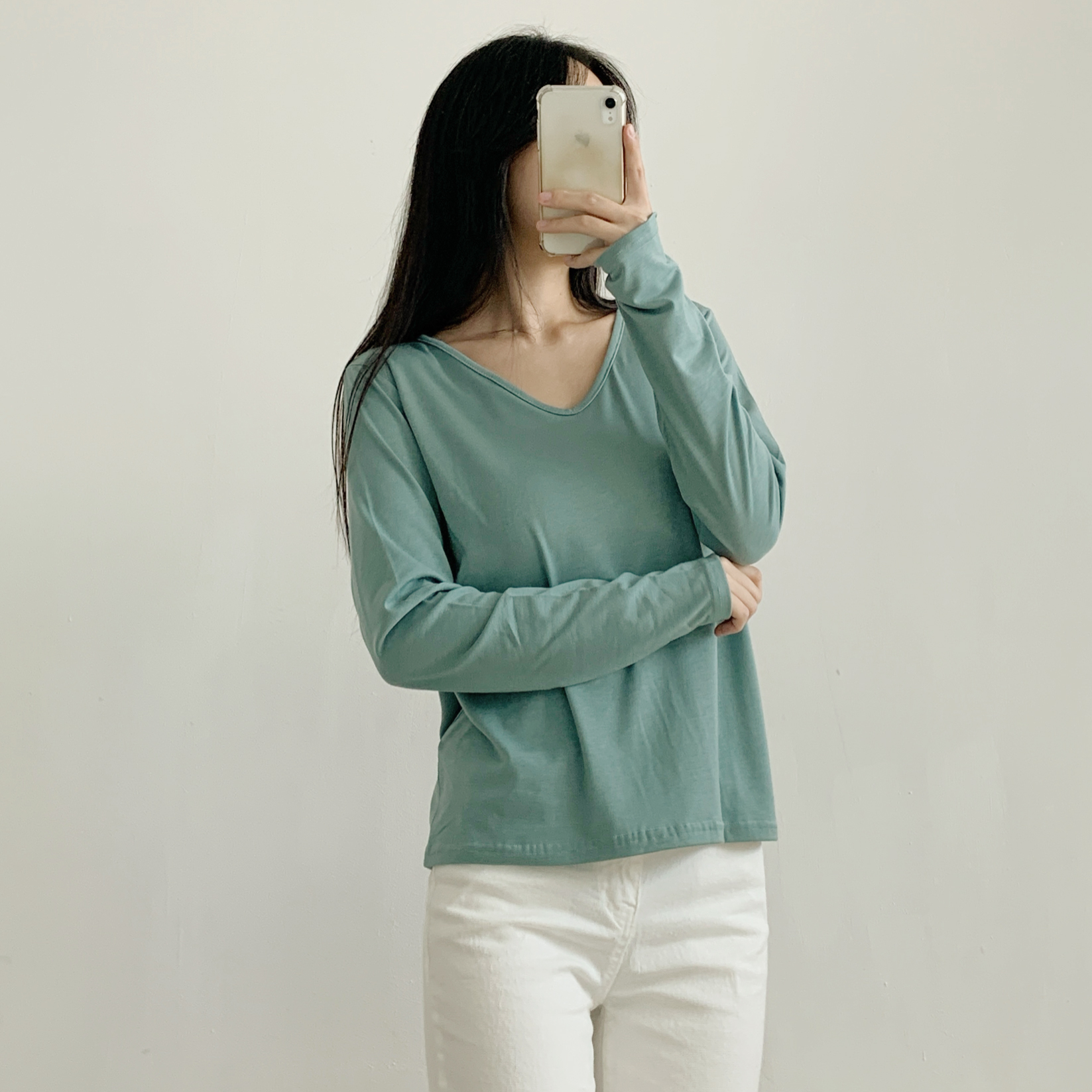ピーチ起毛VネックベーシックTシャツ | 詳細画像9
