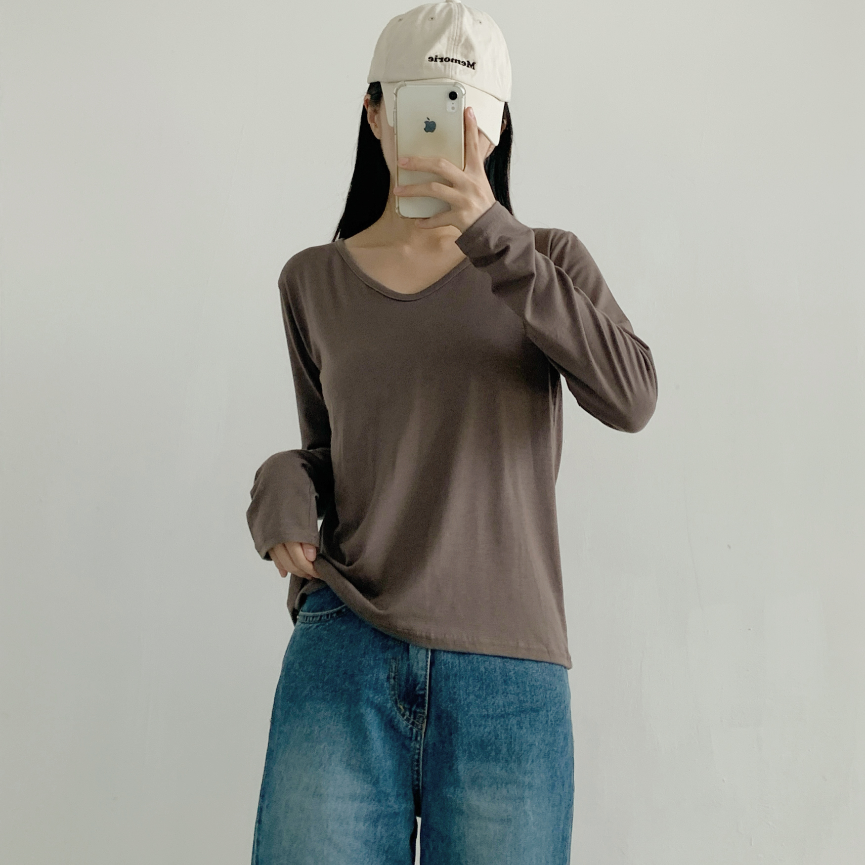 ピーチ起毛VネックベーシックTシャツ | 詳細画像18