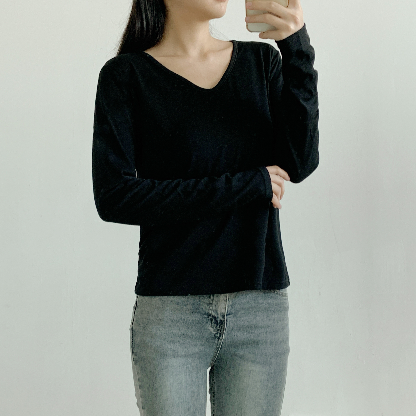 ピーチ起毛VネックベーシックTシャツ | 詳細画像11