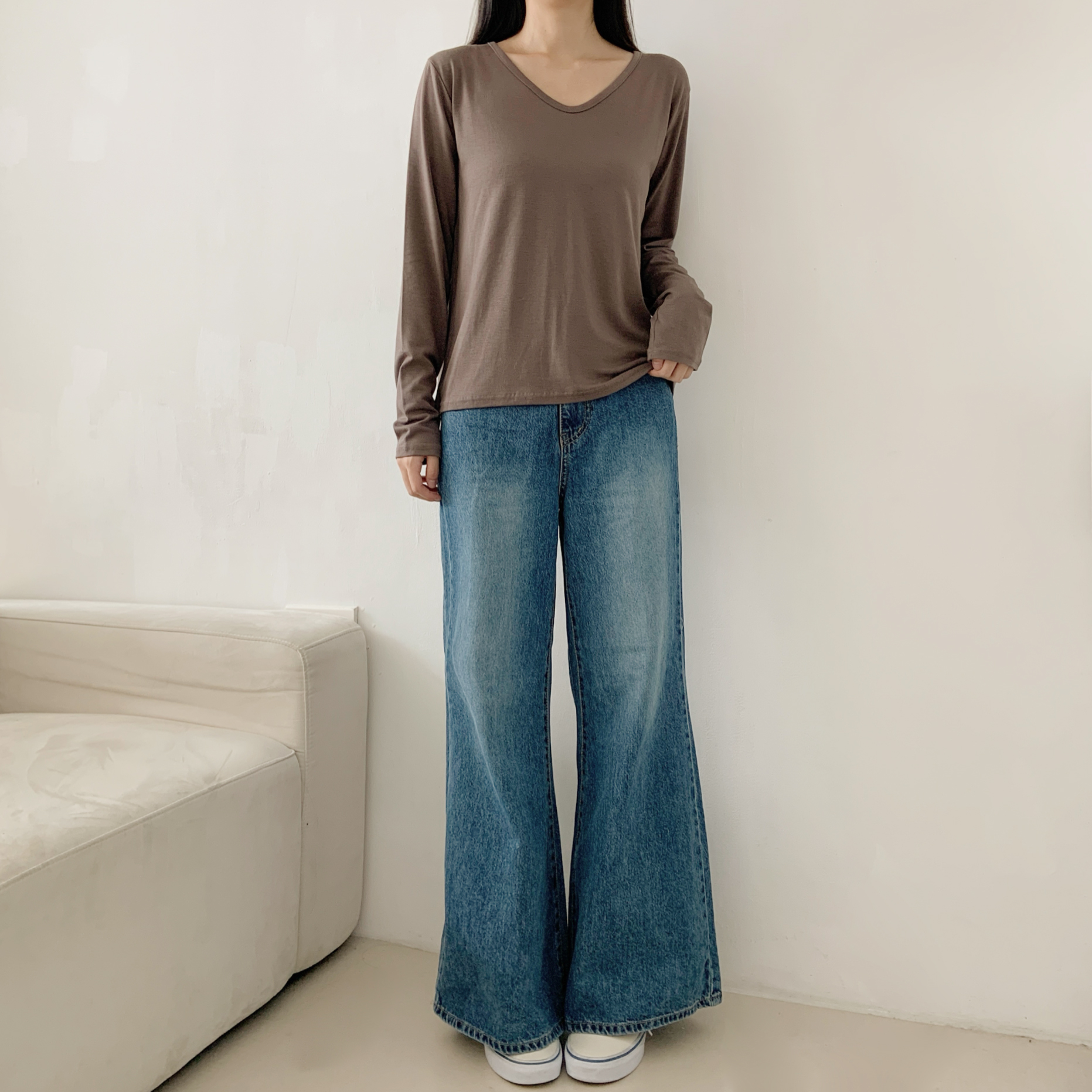 ピーチ起毛VネックベーシックTシャツ | 詳細画像19