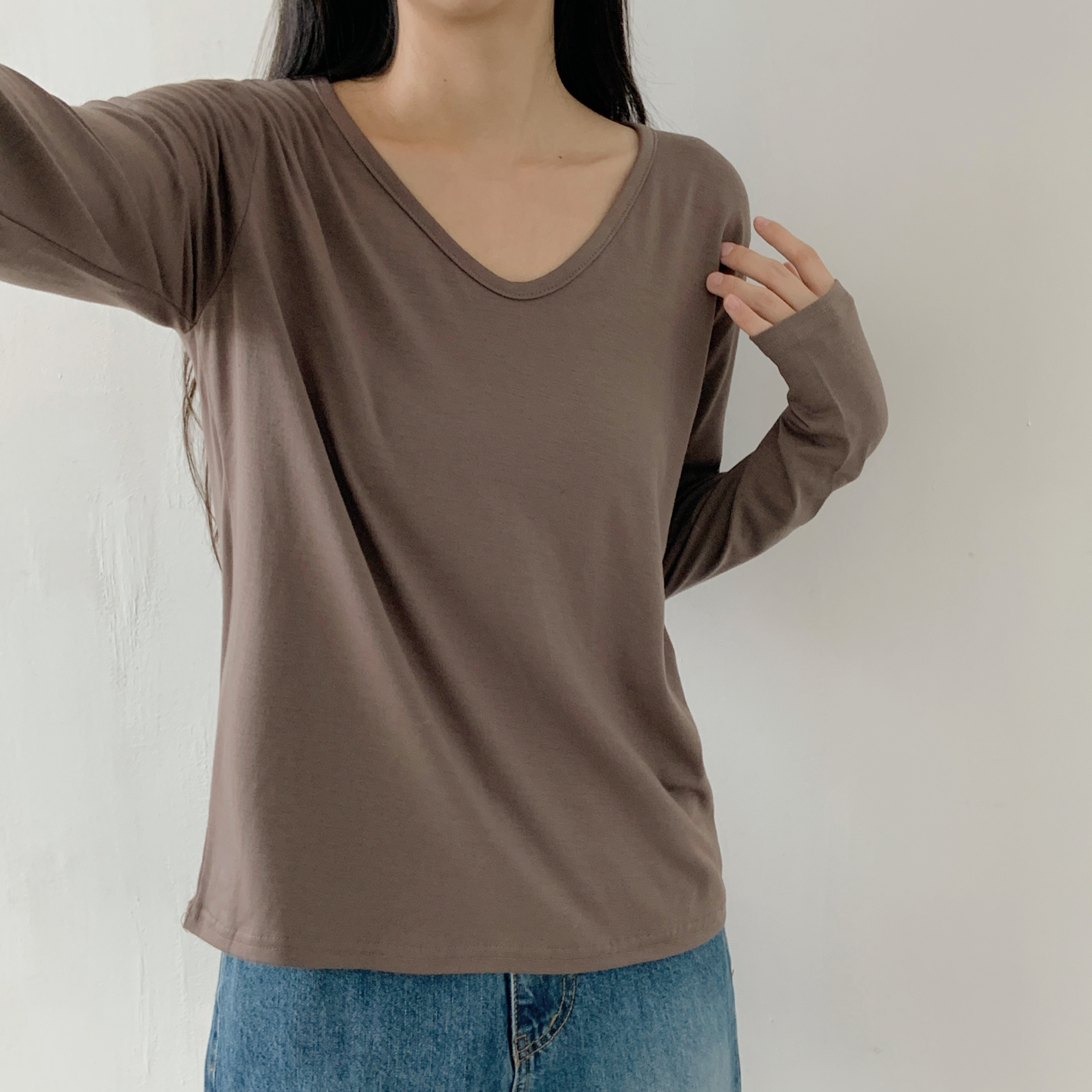 ピーチ起毛VネックベーシックTシャツ | 詳細画像21