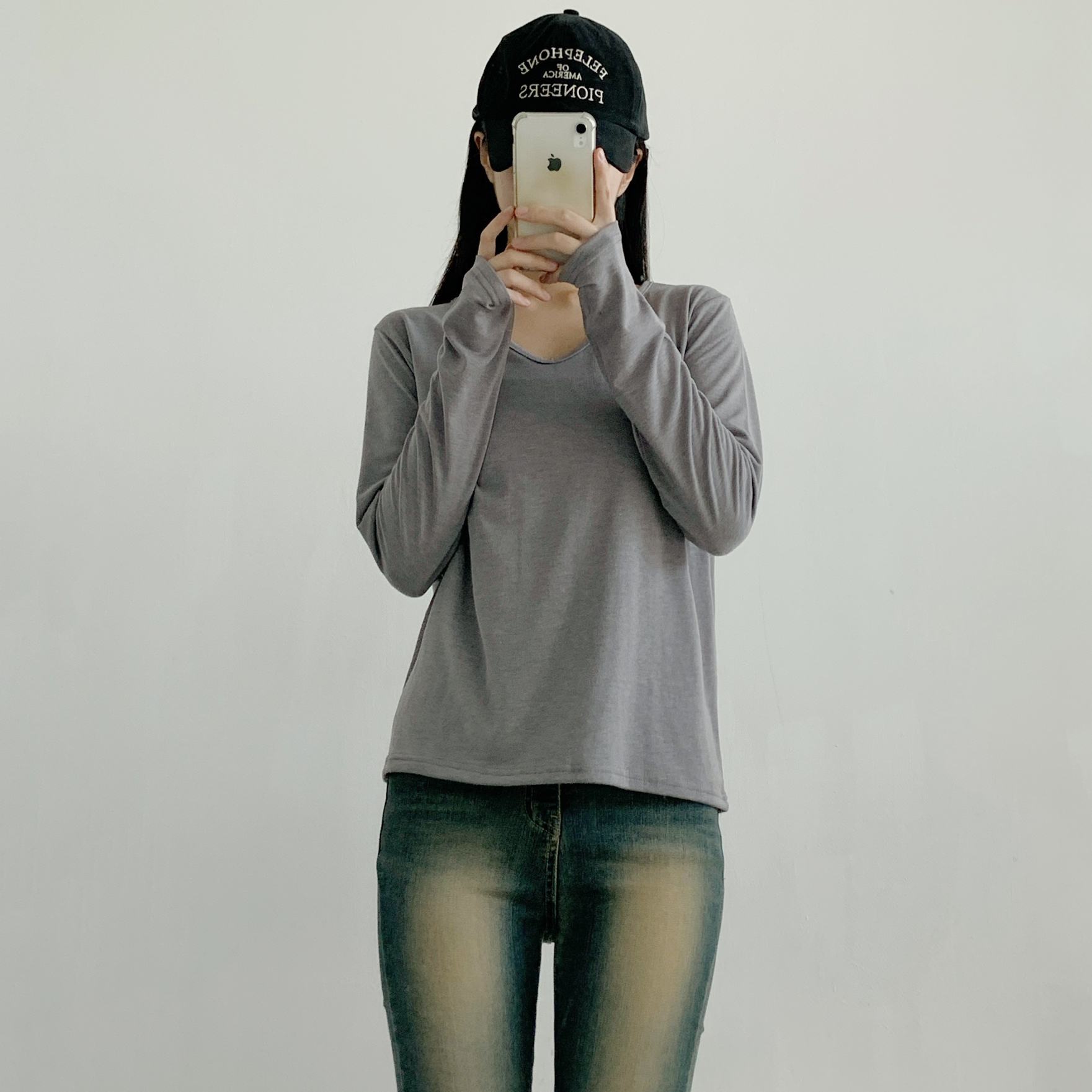ピーチ起毛VネックベーシックTシャツ | 詳細画像17