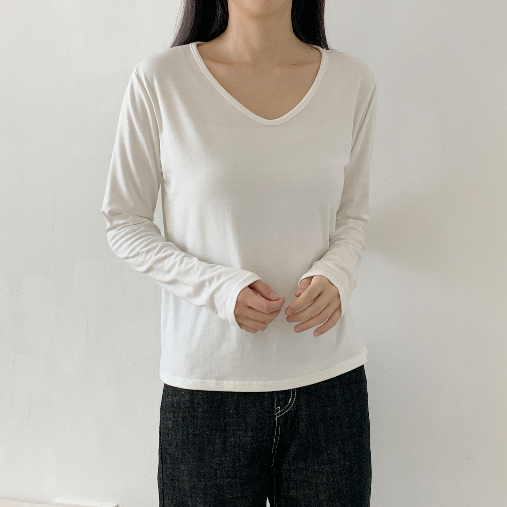 ピーチ起毛VネックベーシックTシャツ | 詳細画像6