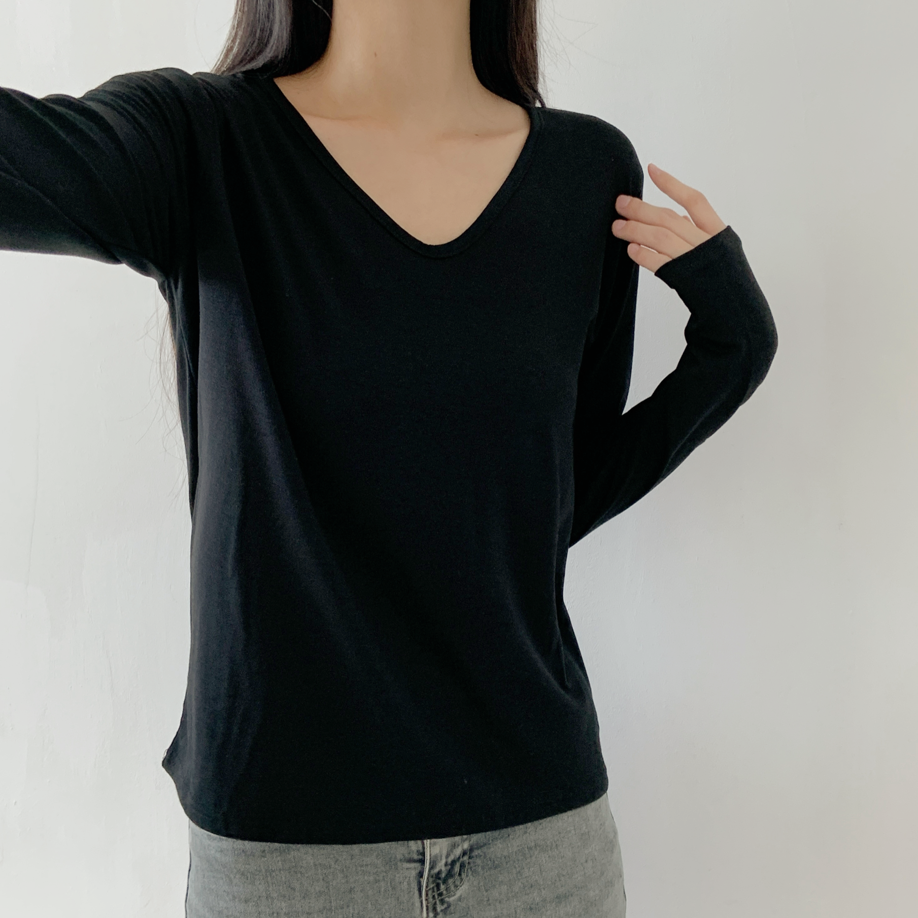 ピーチ起毛VネックベーシックTシャツ | 詳細画像12