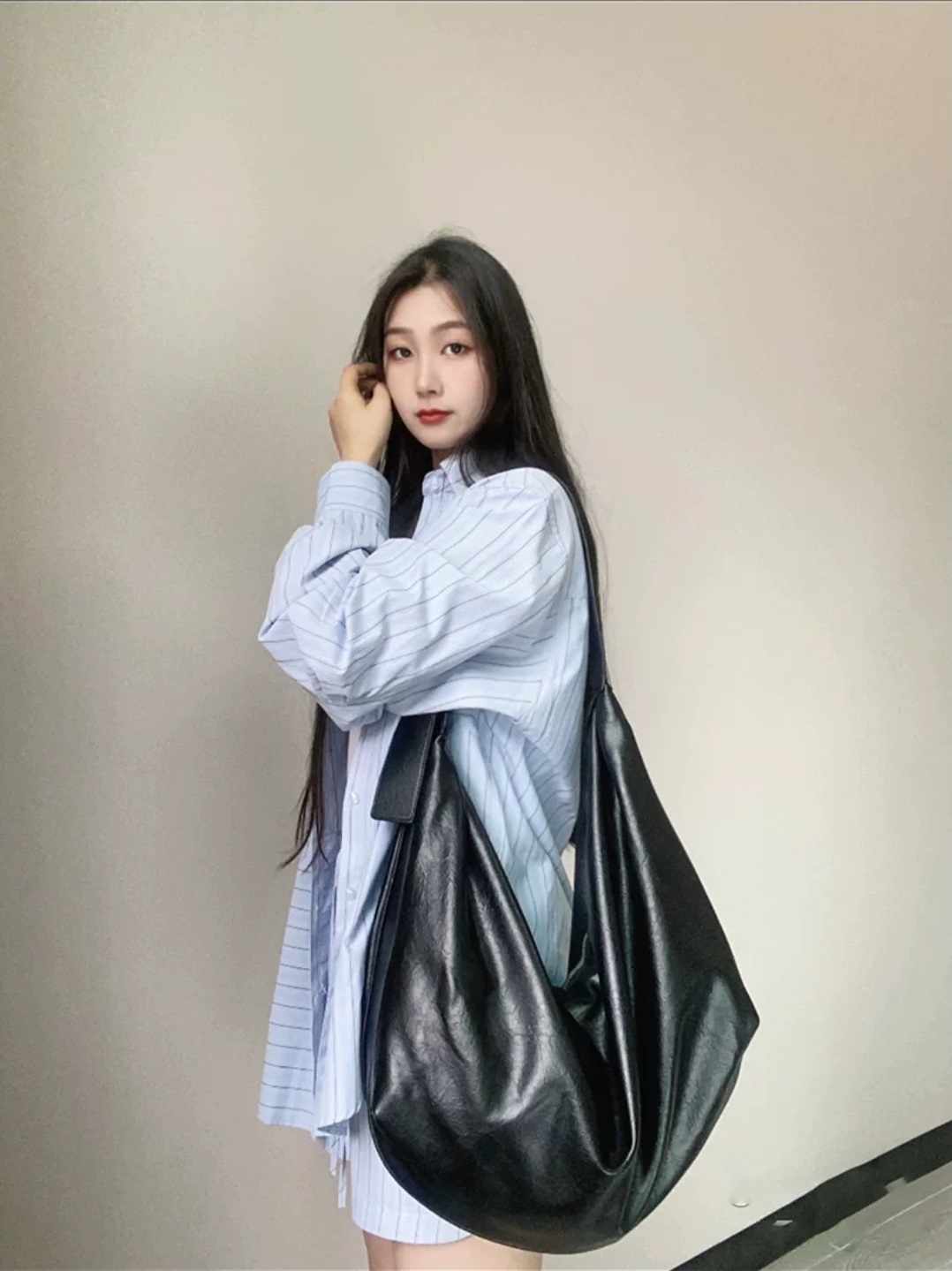 2WAYレザー調バックルビッグショルダーバッグショルダーバッグ | 詳細画像11