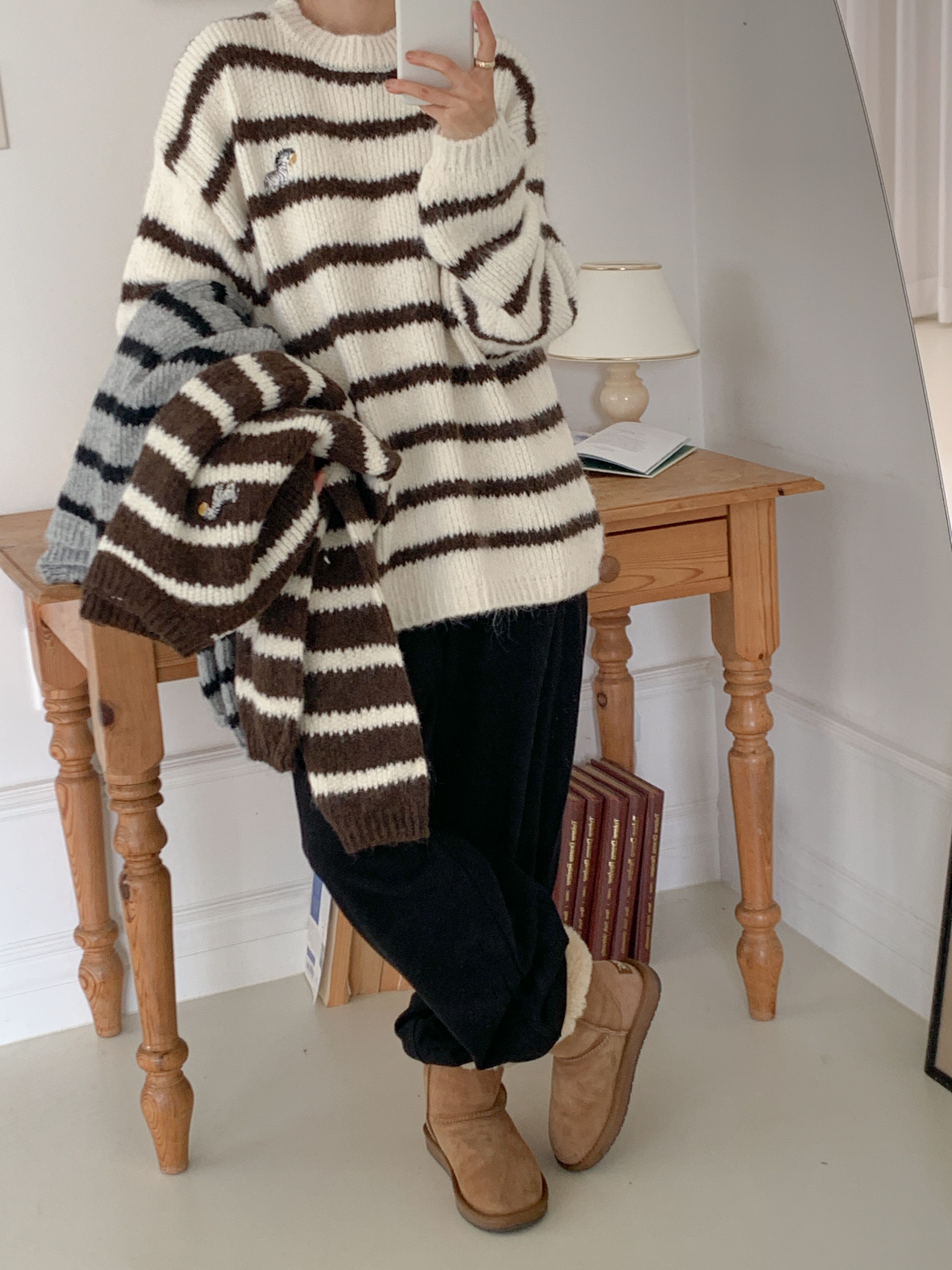 ラウンドネック刺繍ボーダーニット | 詳細画像16