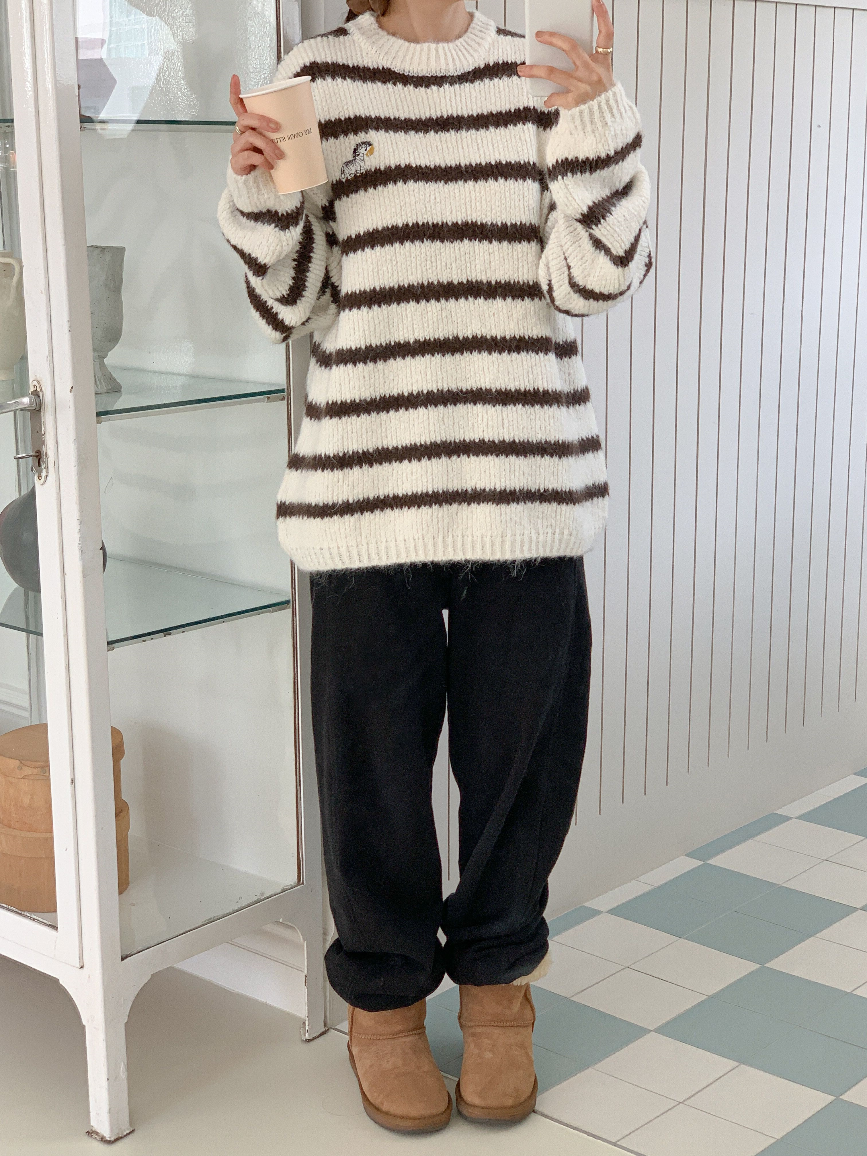 ラウンドネック刺繍ボーダーニット | 詳細画像17