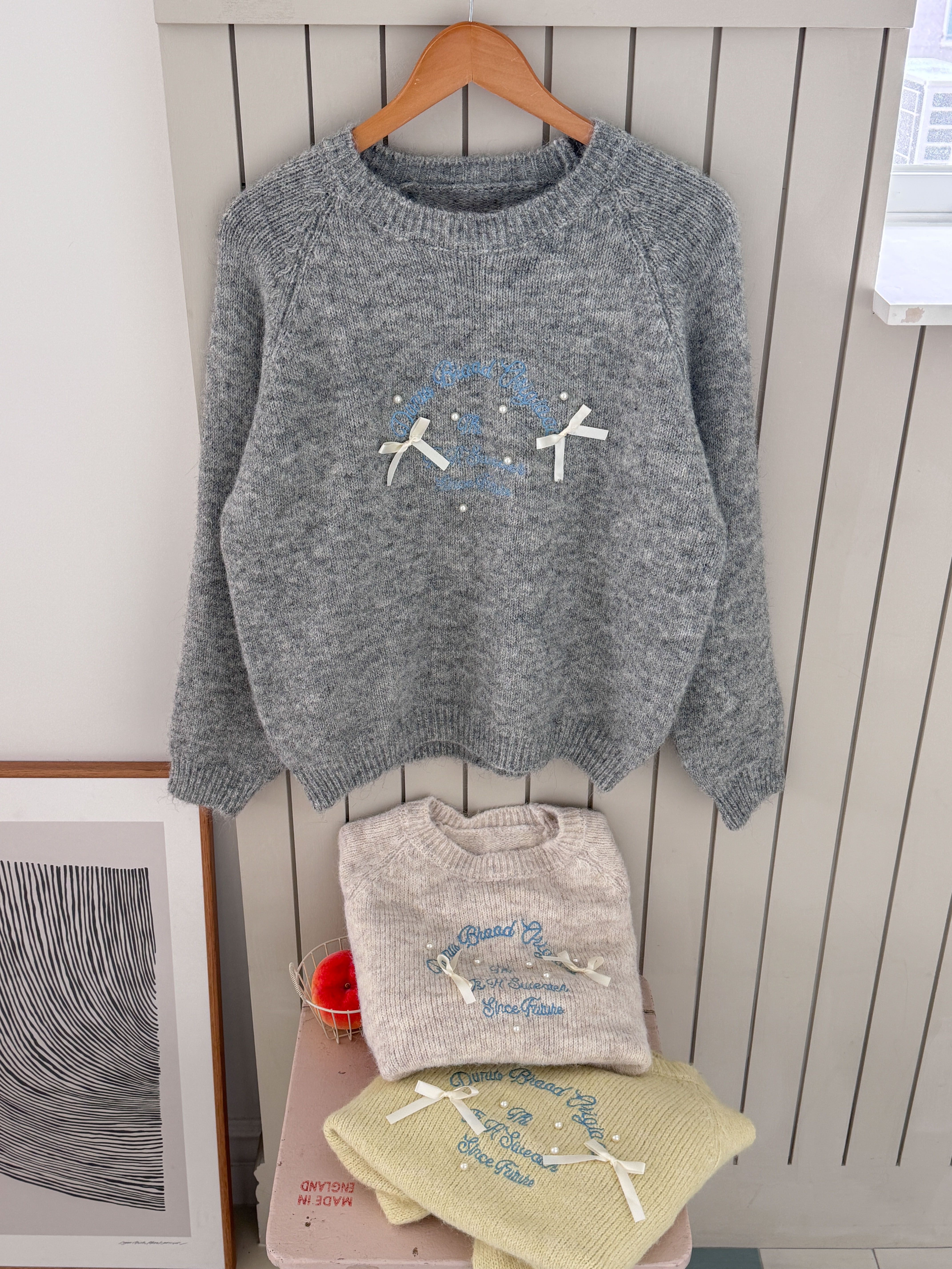 ラウンドネック刺繍リボン柄ニット | 詳細画像6