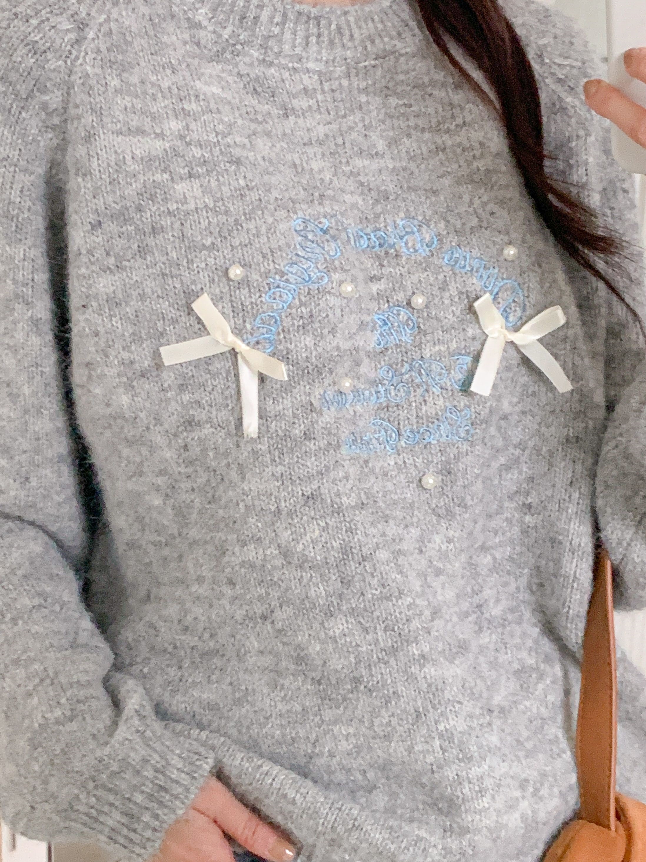 ラウンドネック刺繍リボン柄ニット | 詳細画像13
