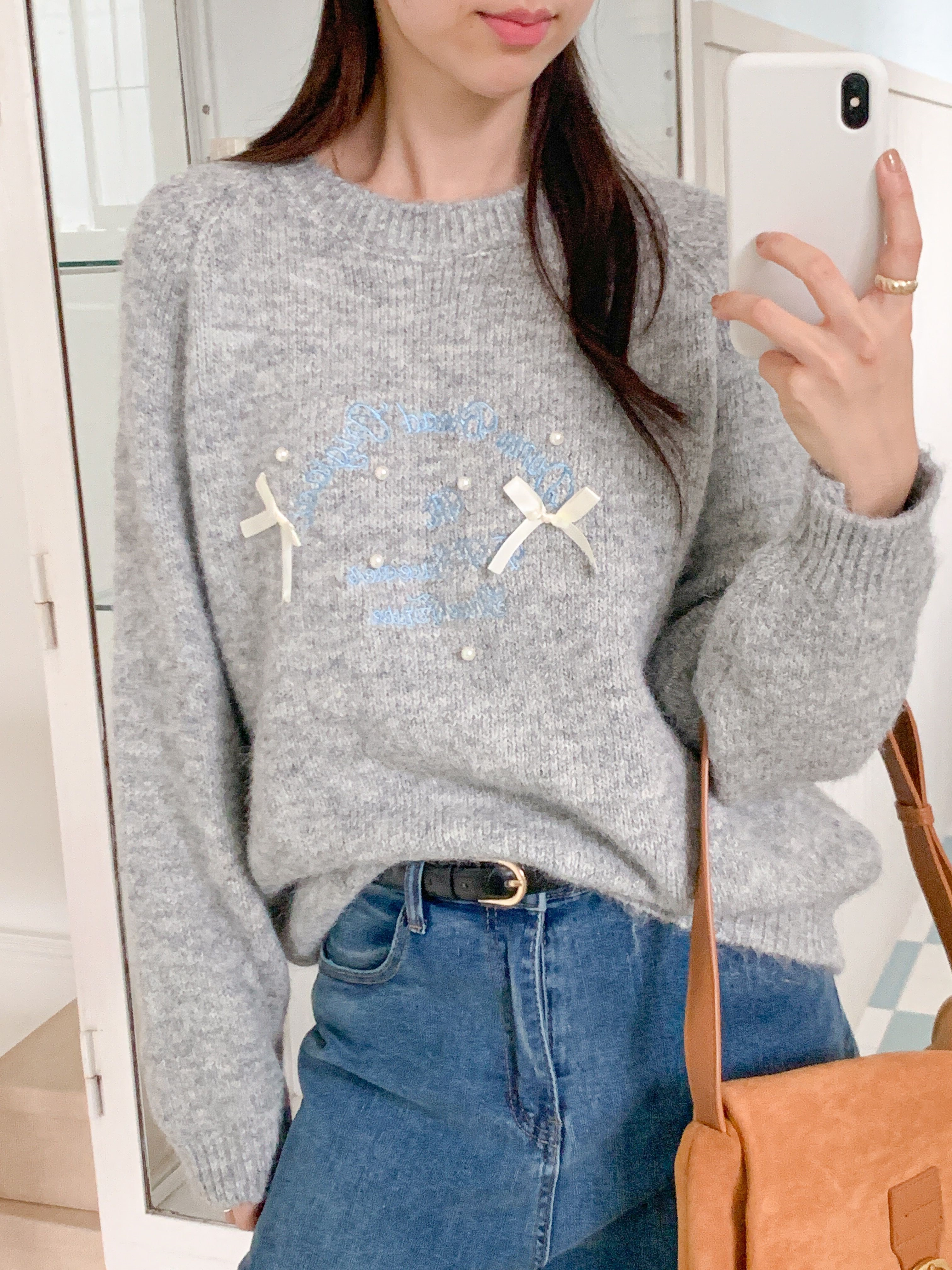 ラウンドネック刺繍リボン柄ニット | 詳細画像21