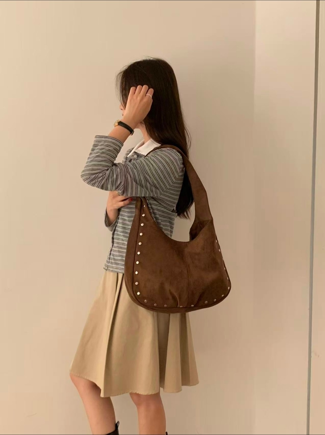 スエード調スタッズトートバッグ | 詳細画像5