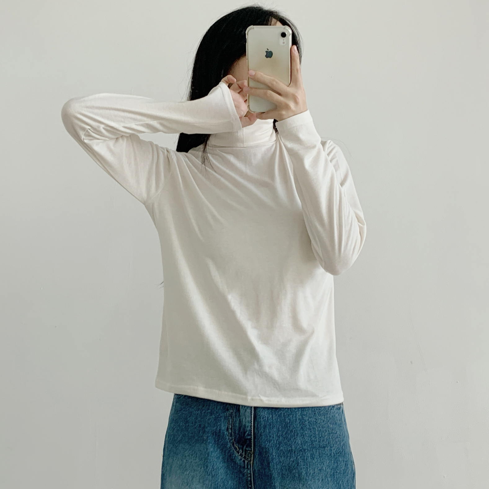 起毛裏地ストレッチタートルネックスリム長袖Tシャツ | 詳細画像4