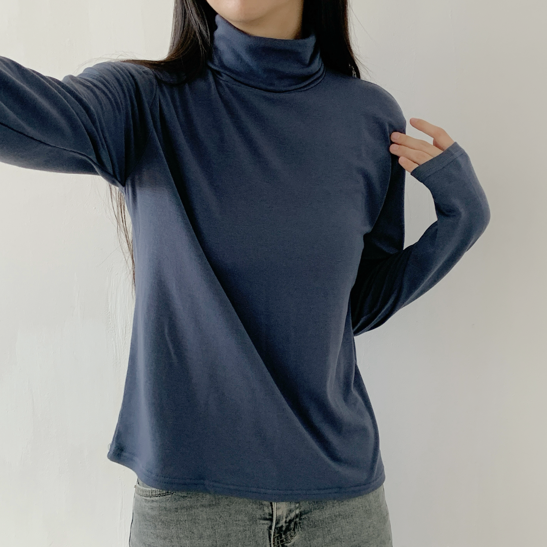 起毛裏地ストレッチタートルネックスリム長袖Tシャツ | 詳細画像18