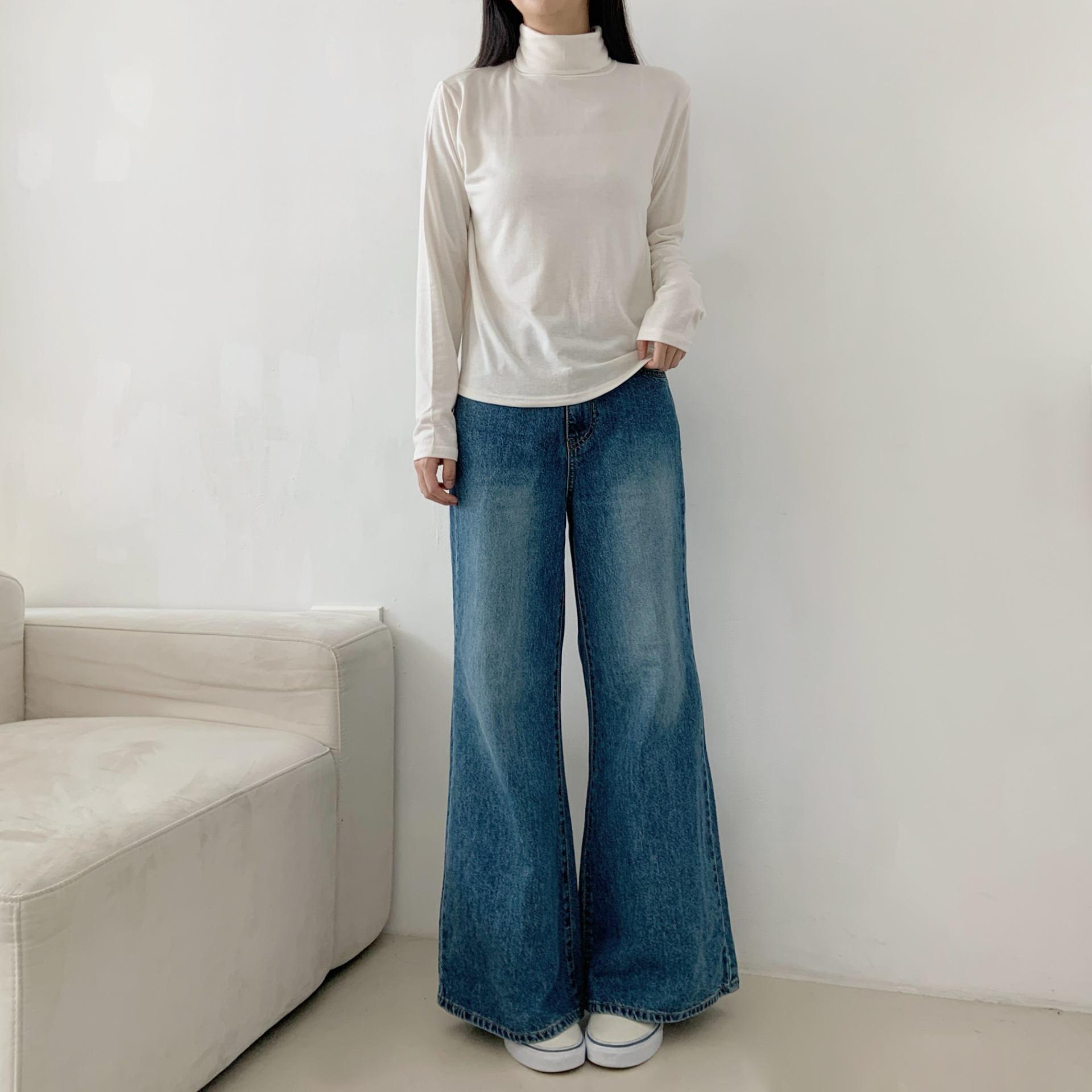 起毛裏地ストレッチタートルネックスリム長袖Tシャツ | 詳細画像5