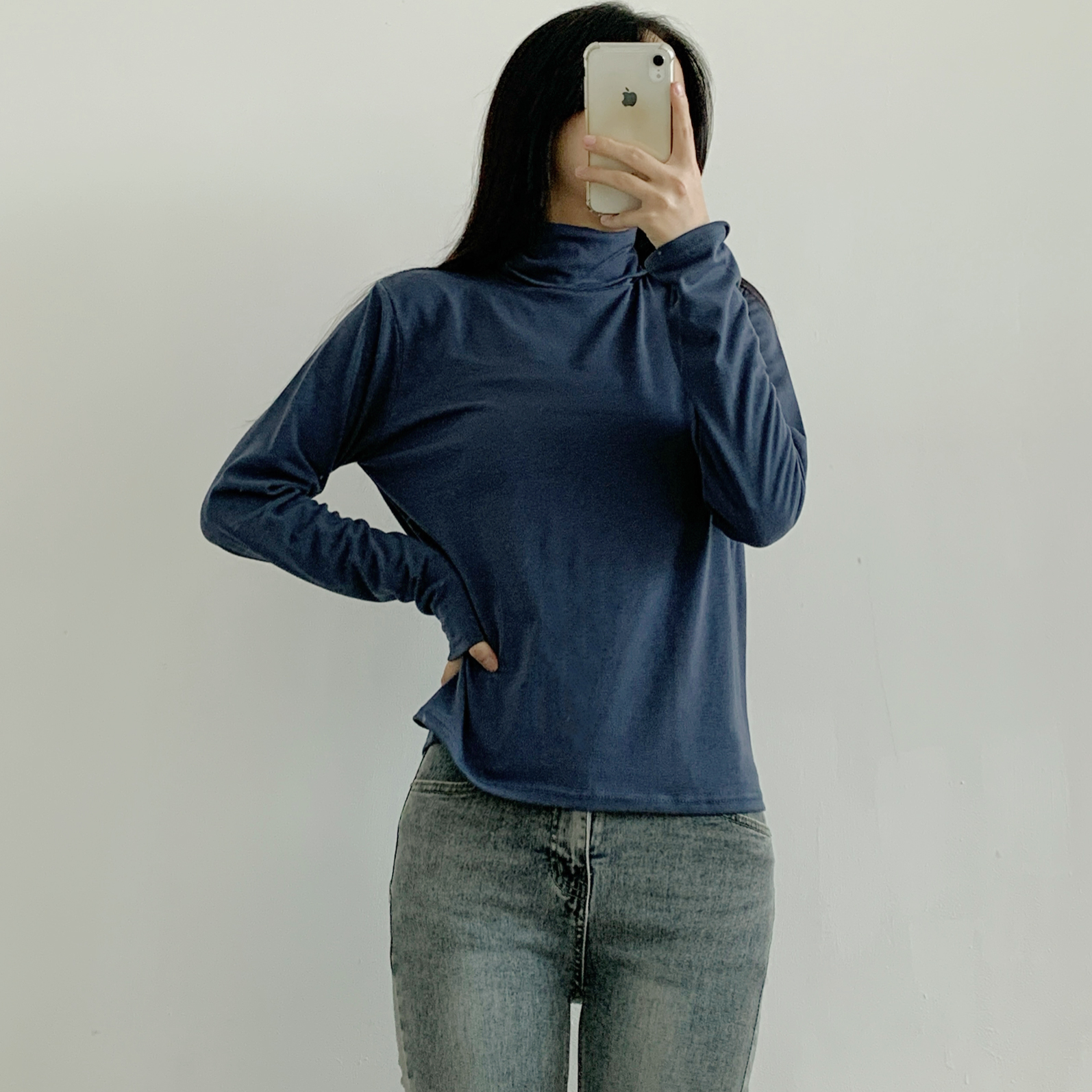 起毛裏地ストレッチタートルネックスリム長袖Tシャツ | 詳細画像17