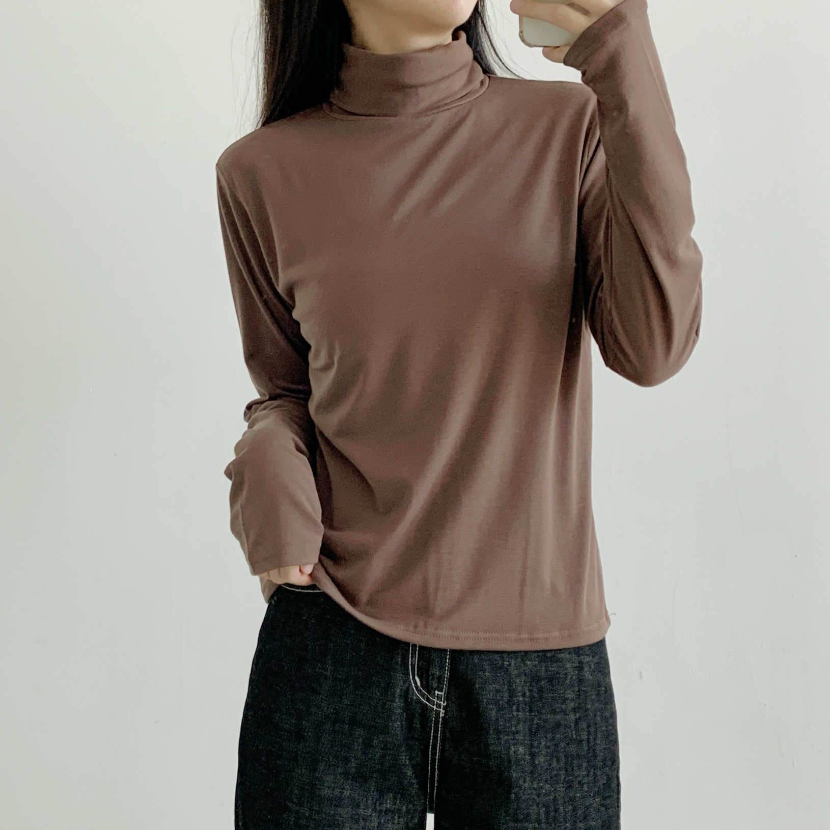 起毛裏地ストレッチタートルネックスリム長袖Tシャツ | 詳細画像10