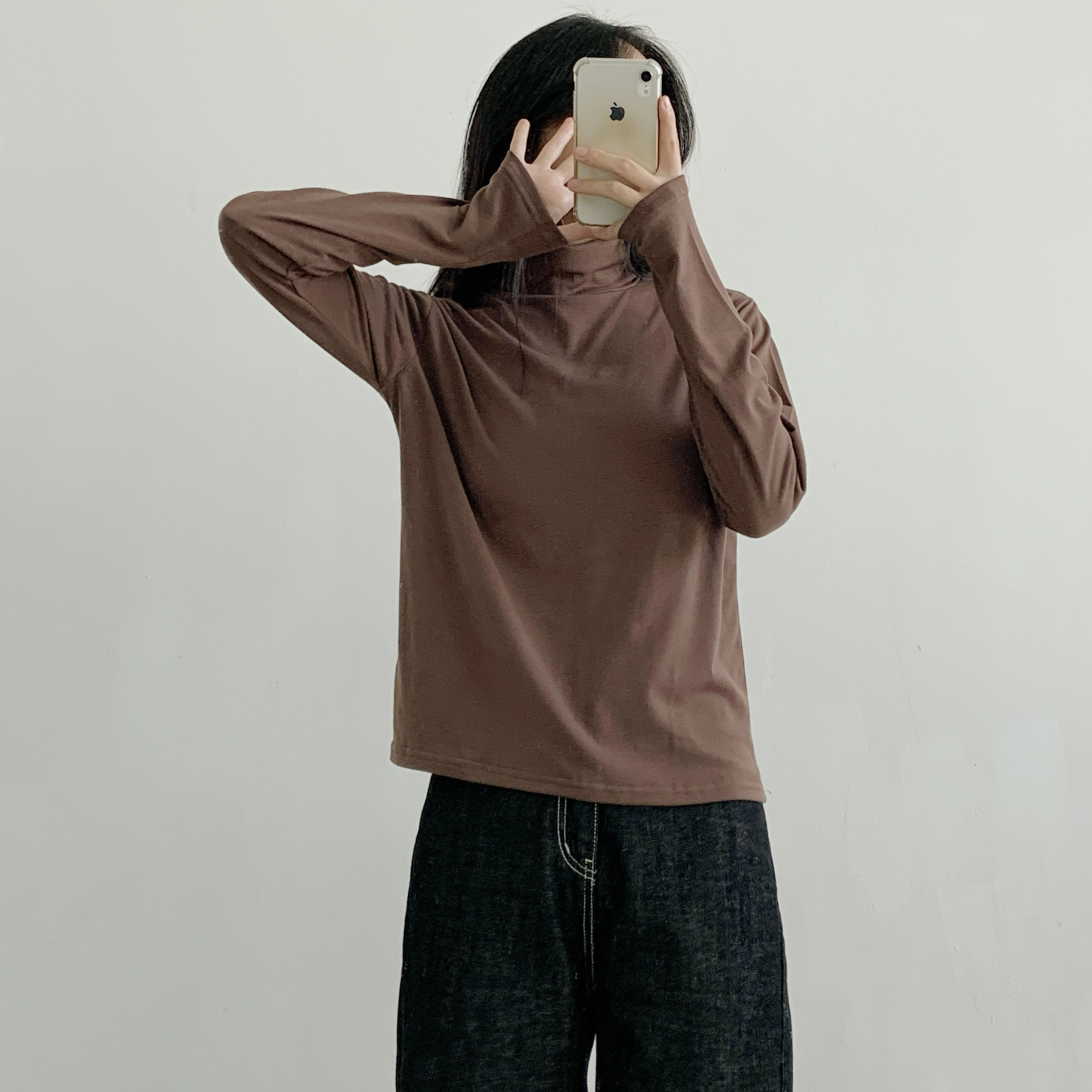 起毛裏地ストレッチタートルネックスリム長袖Tシャツ | 詳細画像9