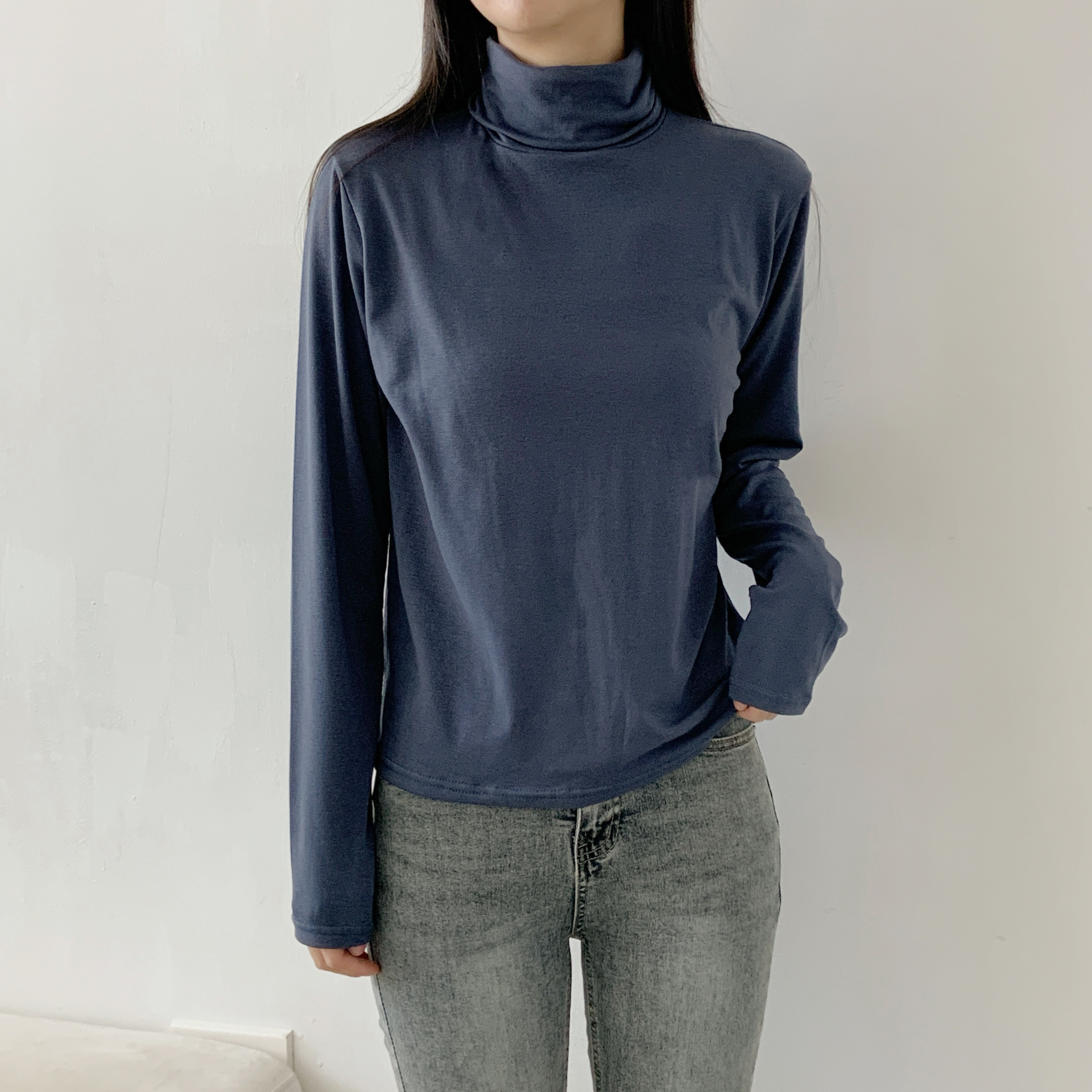 起毛裏地ストレッチタートルネックスリム長袖Tシャツ | 詳細画像19