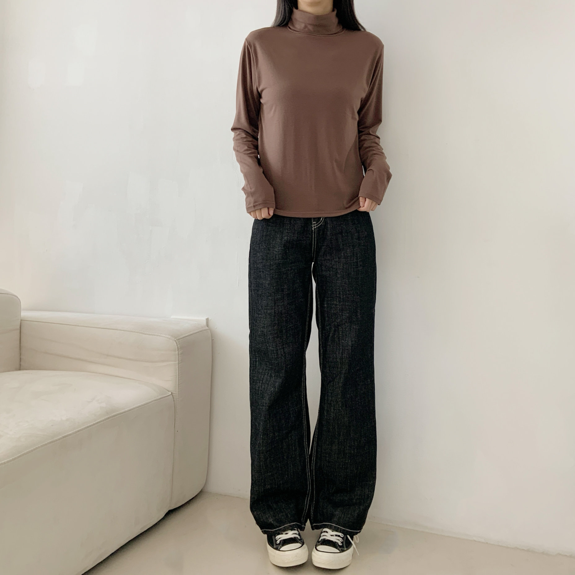 起毛裏地ストレッチタートルネックスリム長袖Tシャツ | 詳細画像12