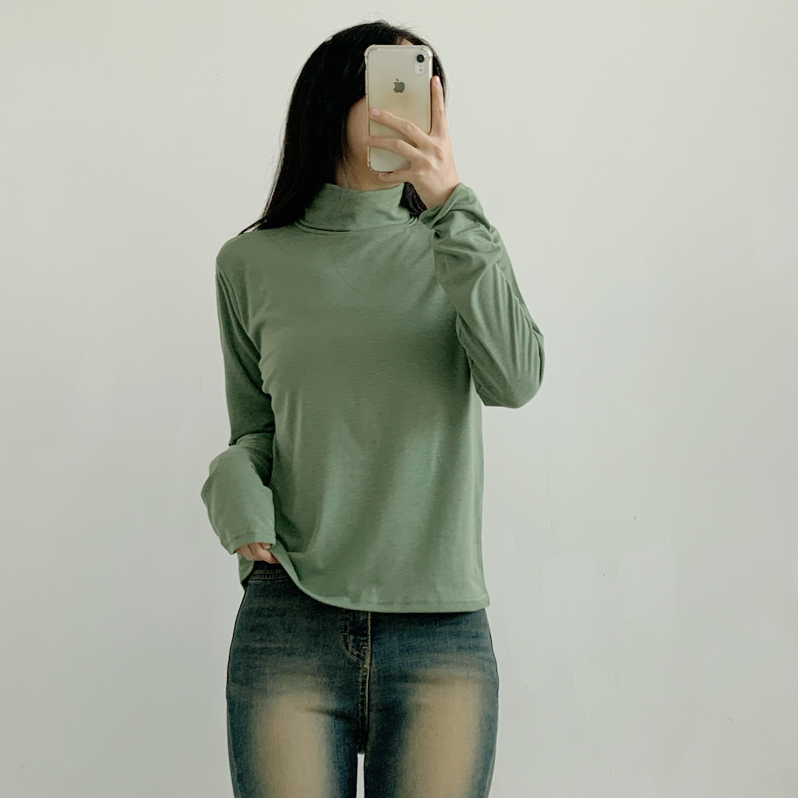 起毛裏地ストレッチタートルネックスリム長袖Tシャツ | 詳細画像13