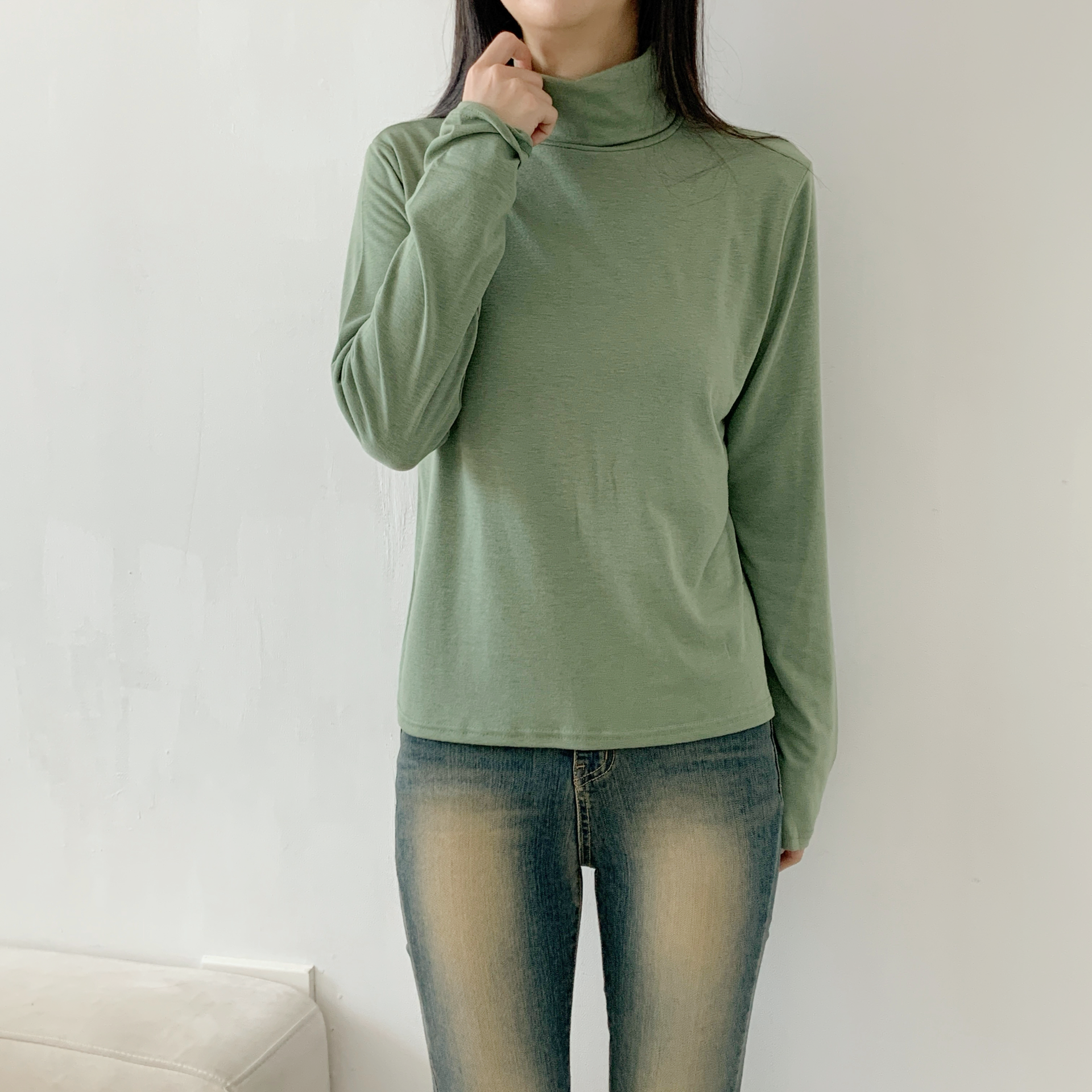 起毛裏地ストレッチタートルネックスリム長袖Tシャツ | 詳細画像14