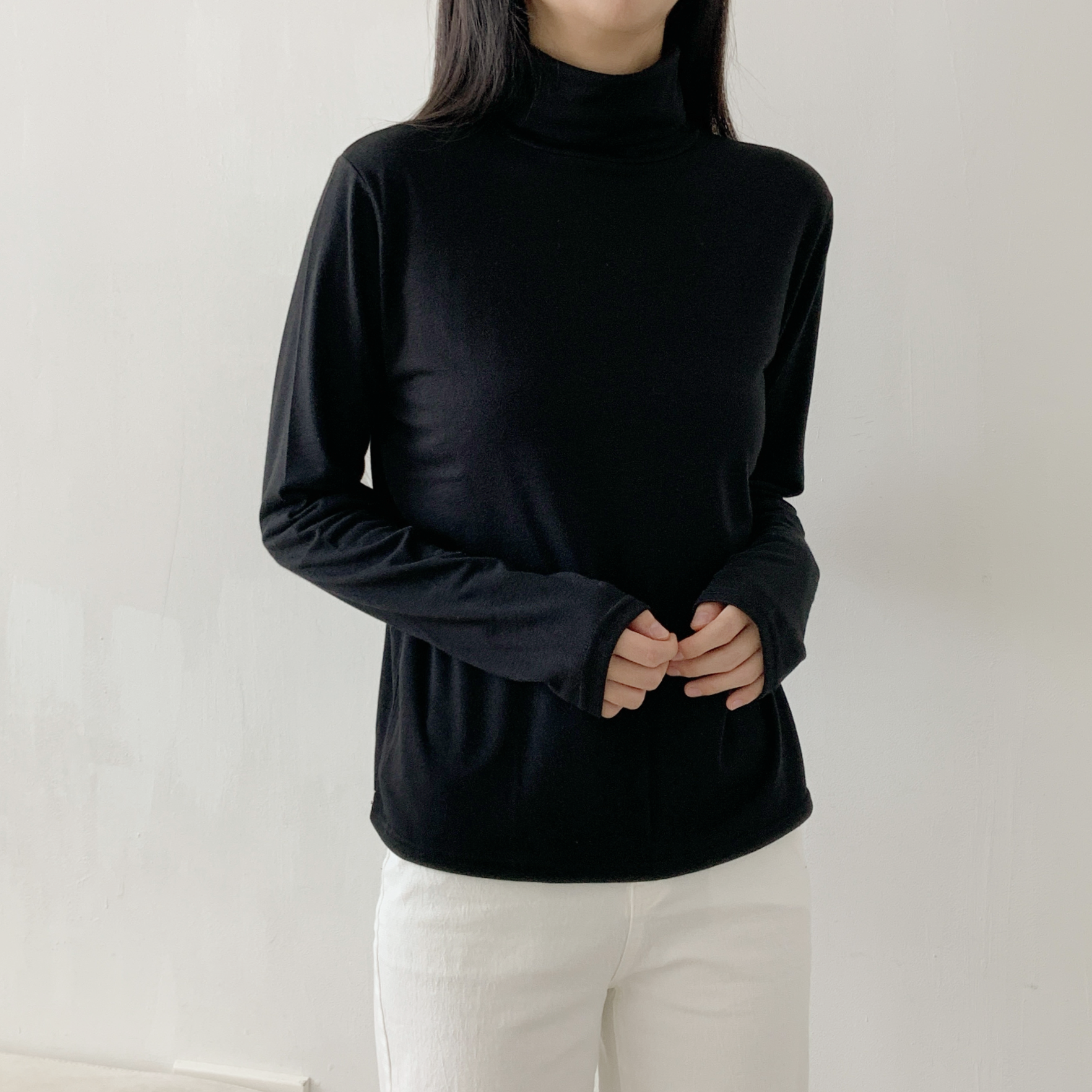 起毛裏地ストレッチタートルネックスリム長袖Tシャツ | 詳細画像7