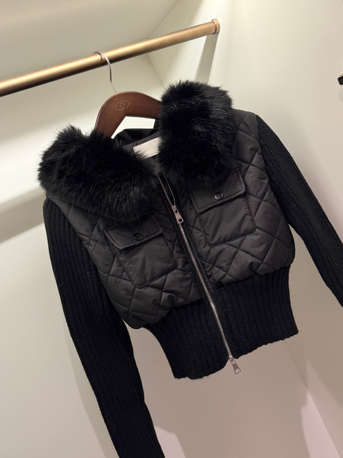 ニットエコファージップアップフード長袖キルティングダウンジャケット | 詳細画像11