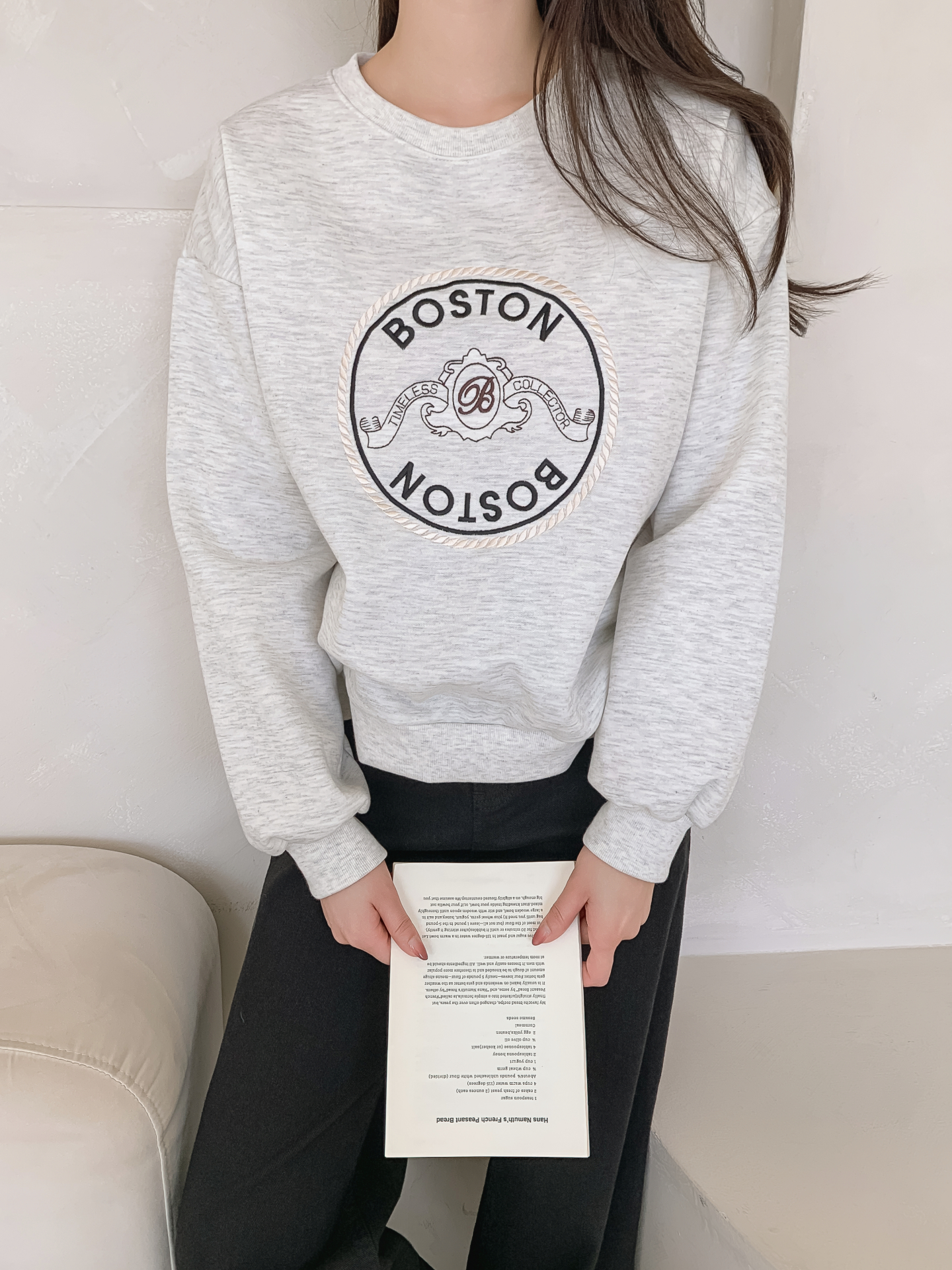 裏起毛ラウンドネックルーズ長袖刺繍スウェット | 詳細画像11
