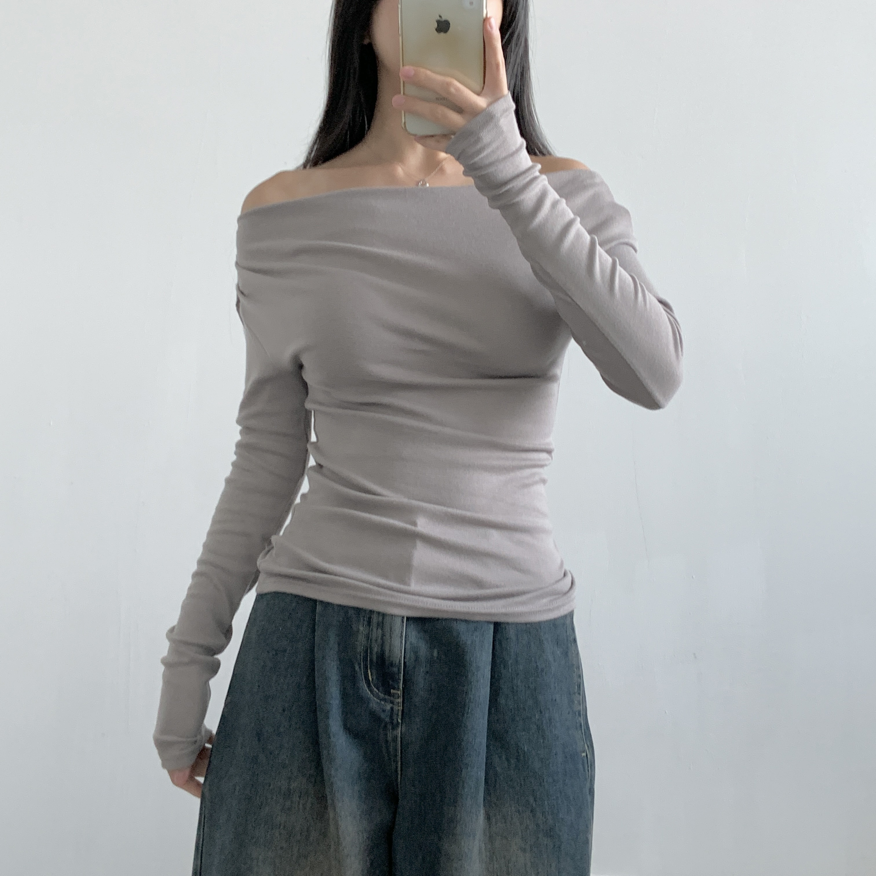 ストレッチオフショルダースリム長袖Tシャツ | 詳細画像7