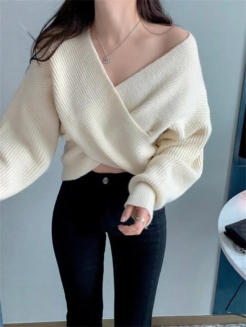 リブVネッククロスニット | 詳細画像2