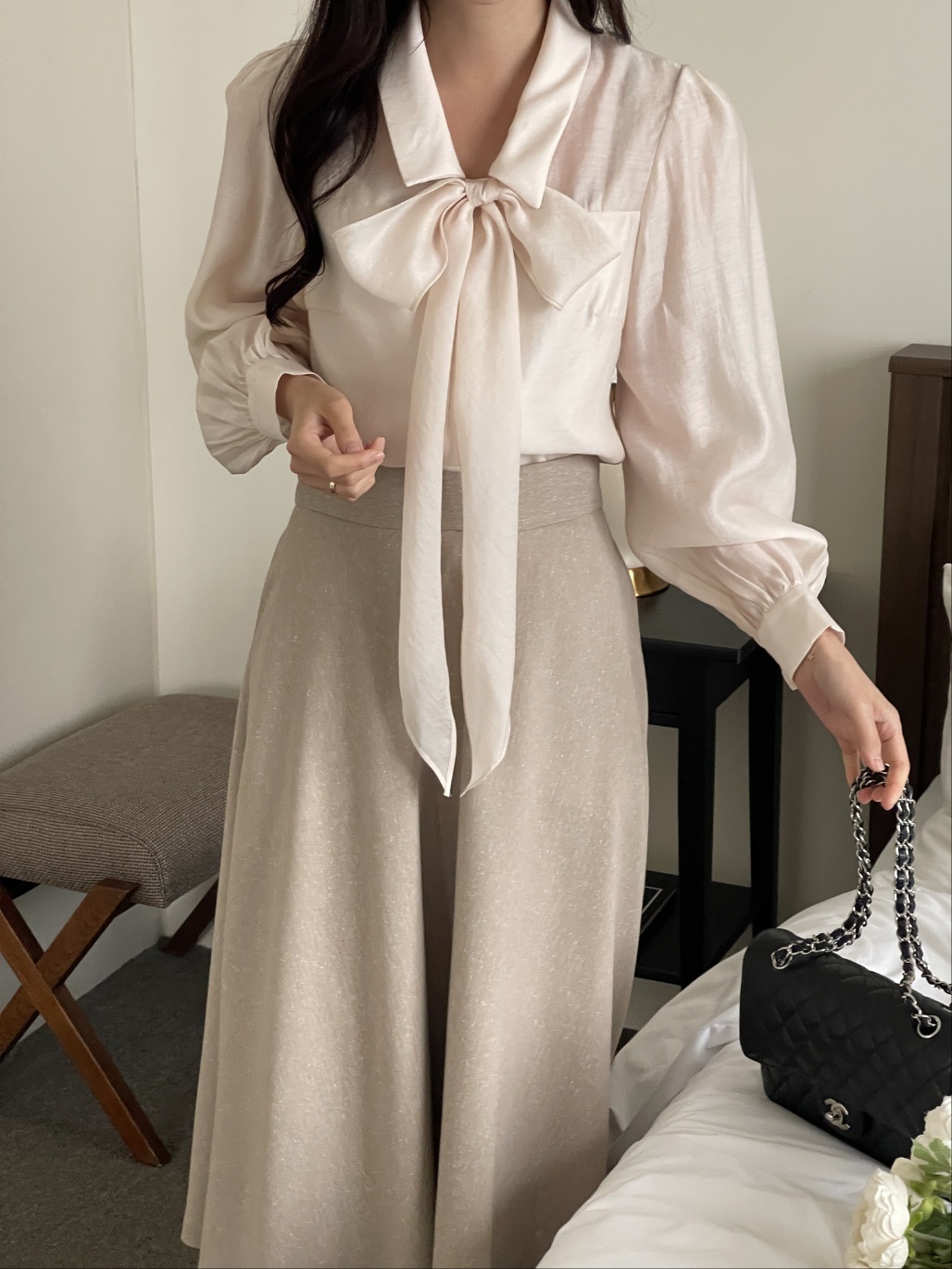 ボウタイ付カラースリム長袖ブラウス | 詳細画像6