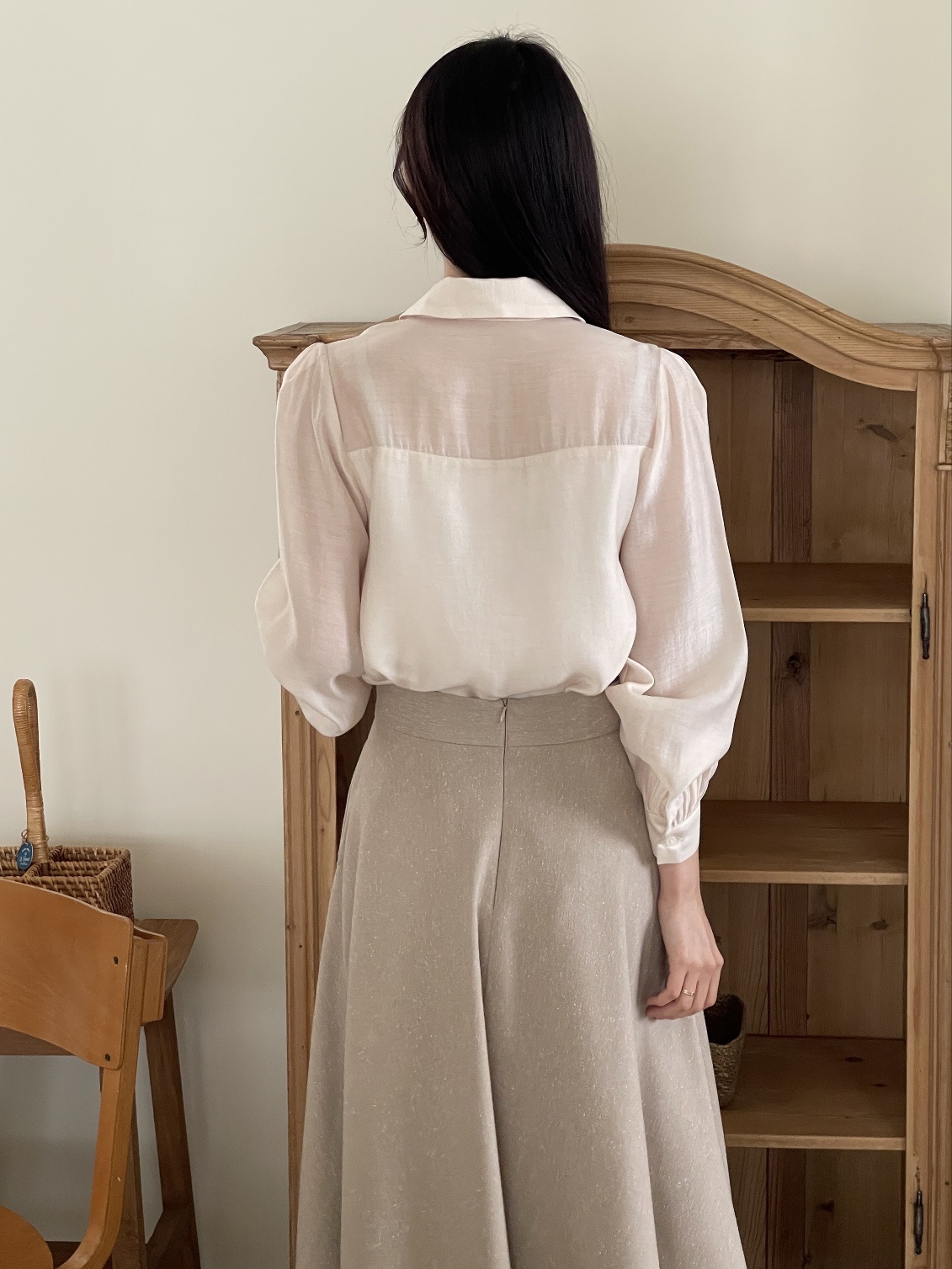 ボウタイ付カラースリム長袖ブラウス | 詳細画像17