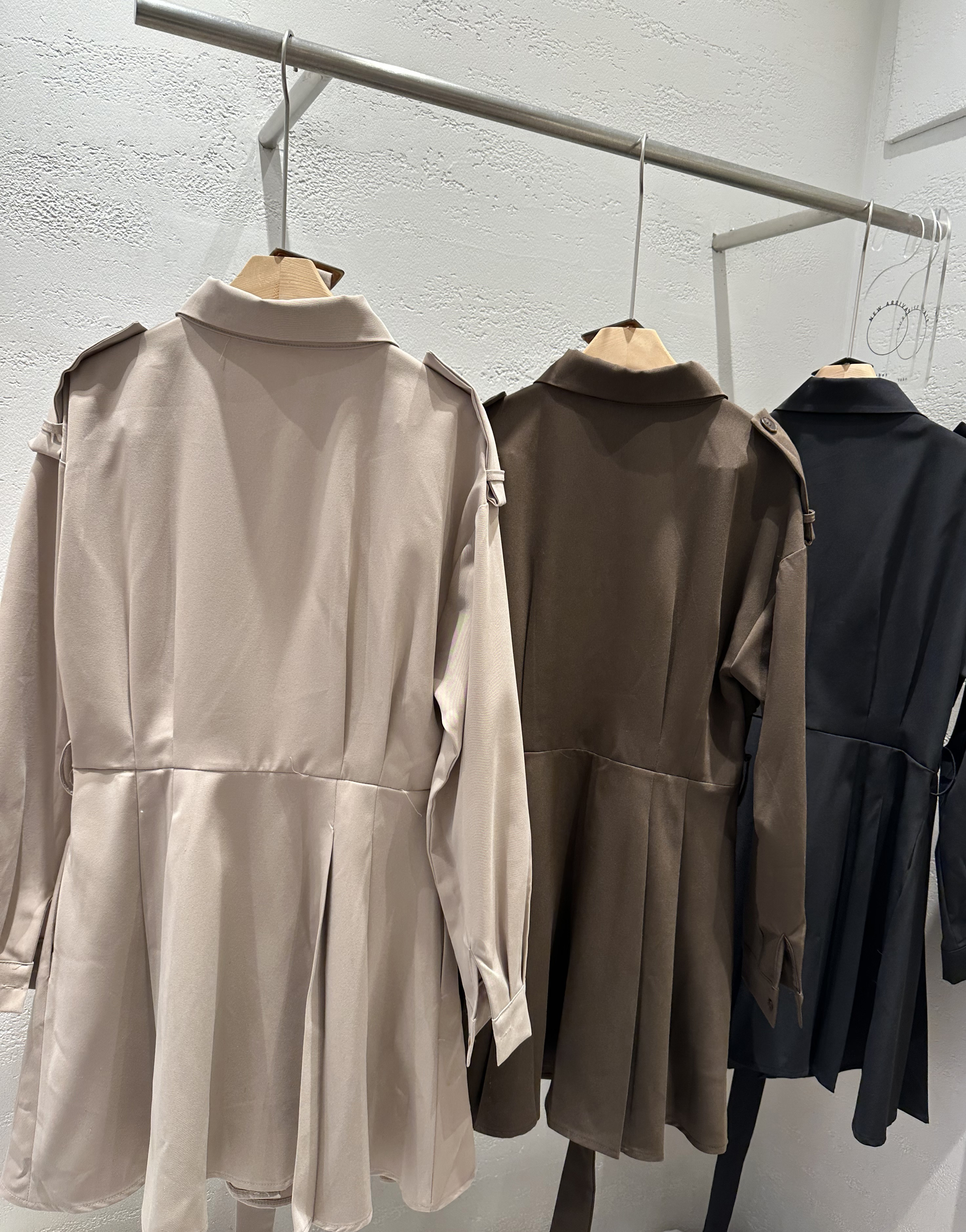 ベルト付カラーピンタック長袖Aラインミニワンピース | 詳細画像20